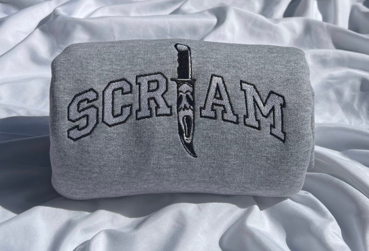 Custom Embroidery Scream Knife Crewneck Custom Embroidery Scream Knife Crewneck