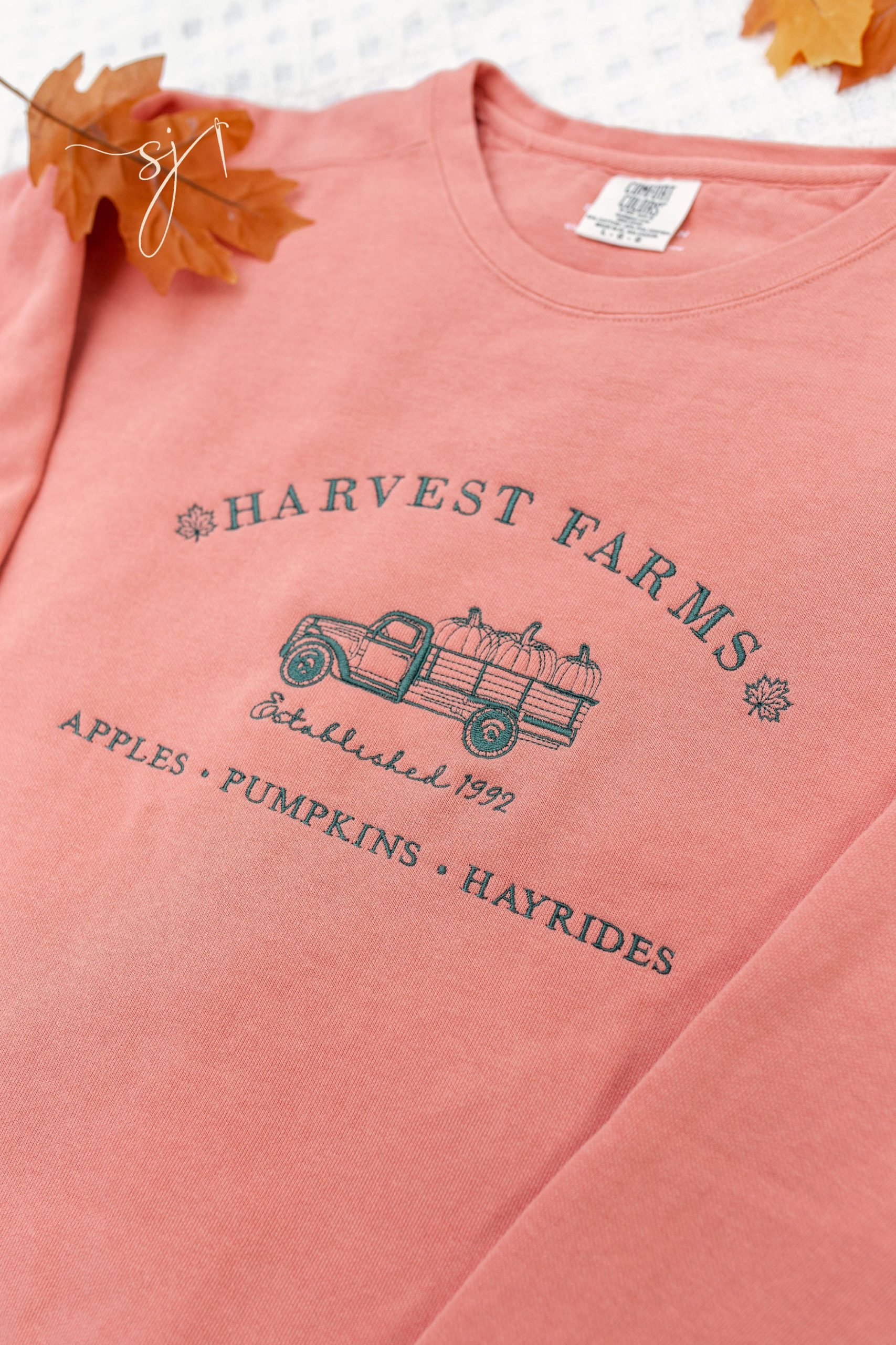 Harvest Farms Embroidered Sweatshirt Fall Halloween Crewneck Harvest Farms Embroidered Sweatshirt Fall Halloween Crewneck