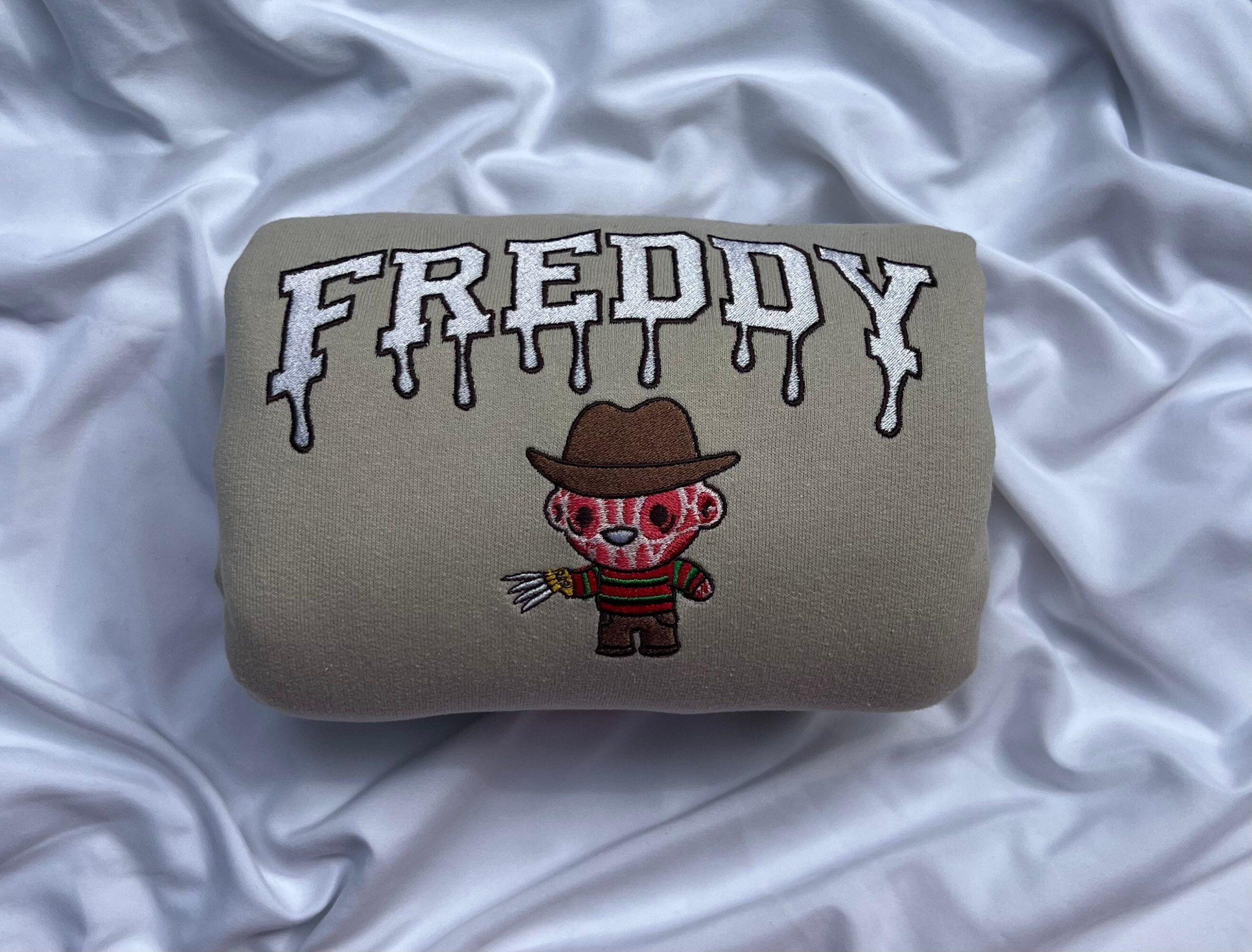 Freddy Krueger Drip Vintage Embroidered Crewneck Sweatshirt Freddy Krueger Drip Vintage Embroidered Crewneck Sweatshirt