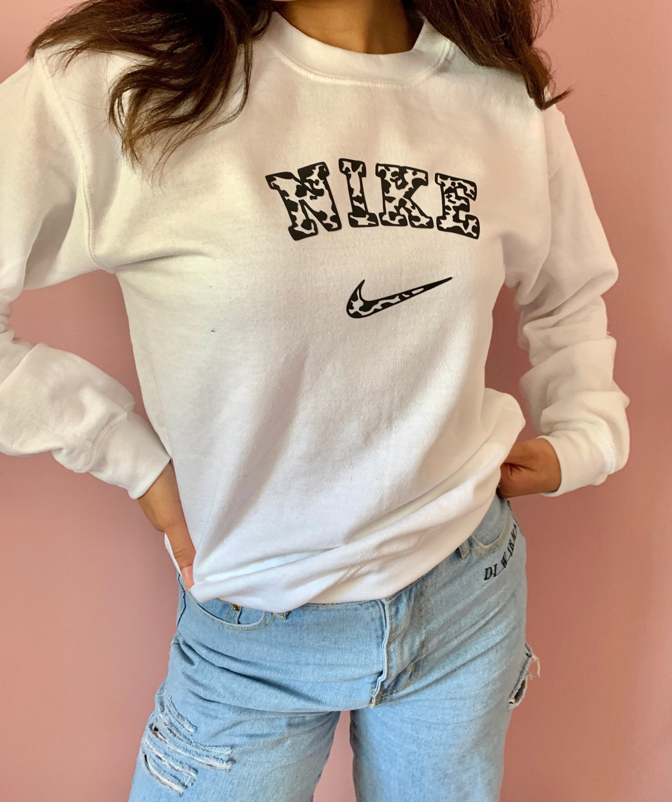 Vintage Nike Sweatshirt Inspired Cow Print Vintage Nike Sweatshirt Inspired Cow Print