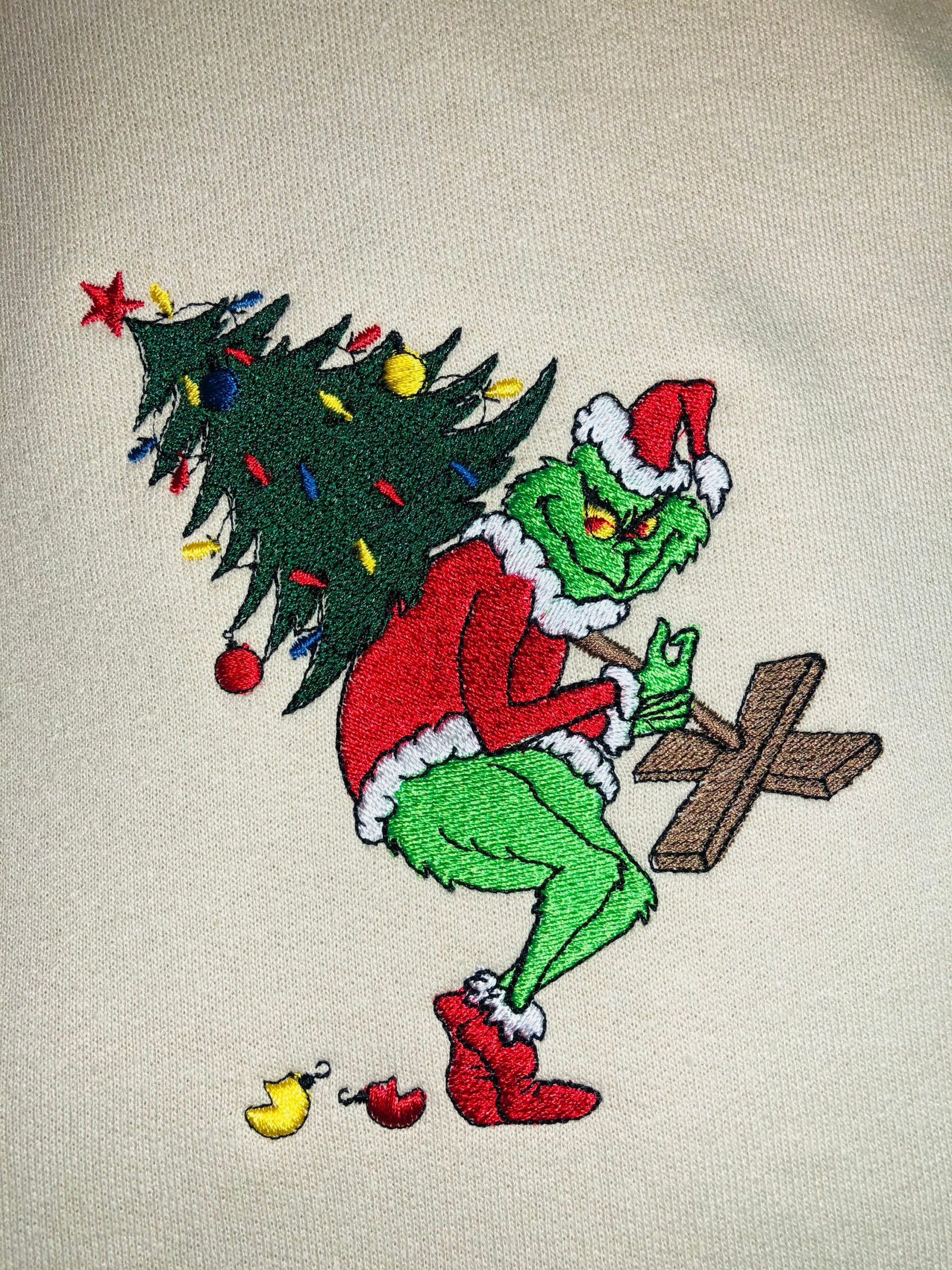 The Grinch Christmas Movie Embroidered Sweatshirt Crewneck The Grinch Christmas Movie Embroidered Sweatshirt Crewneck