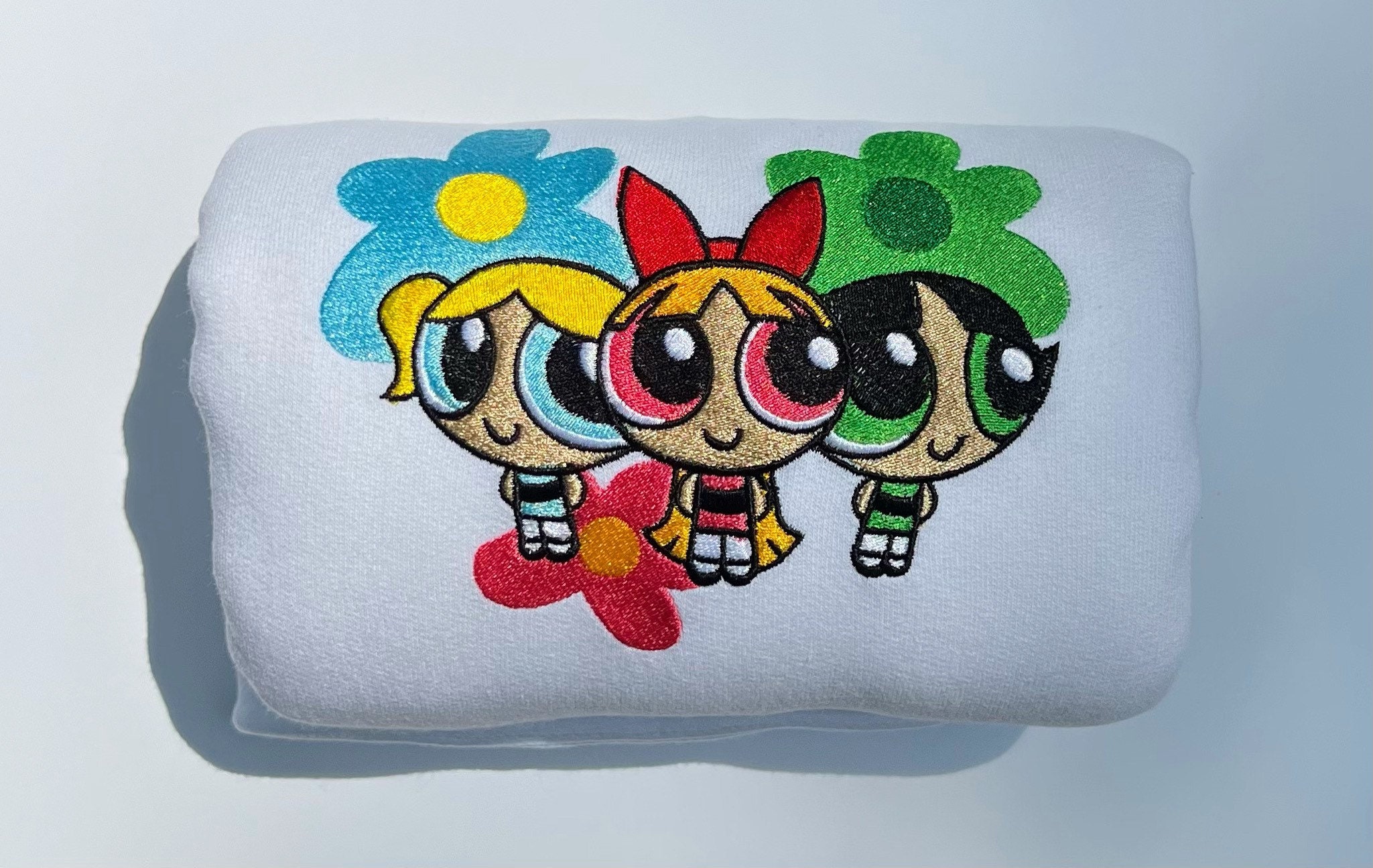 Powerpuff Girls X Y2K Flowers Cute Embroidered Crewneck Sweatshirt Powerpuff Girls X Y2K Flowers Cute Embroidered Crewneck Sweatshirt