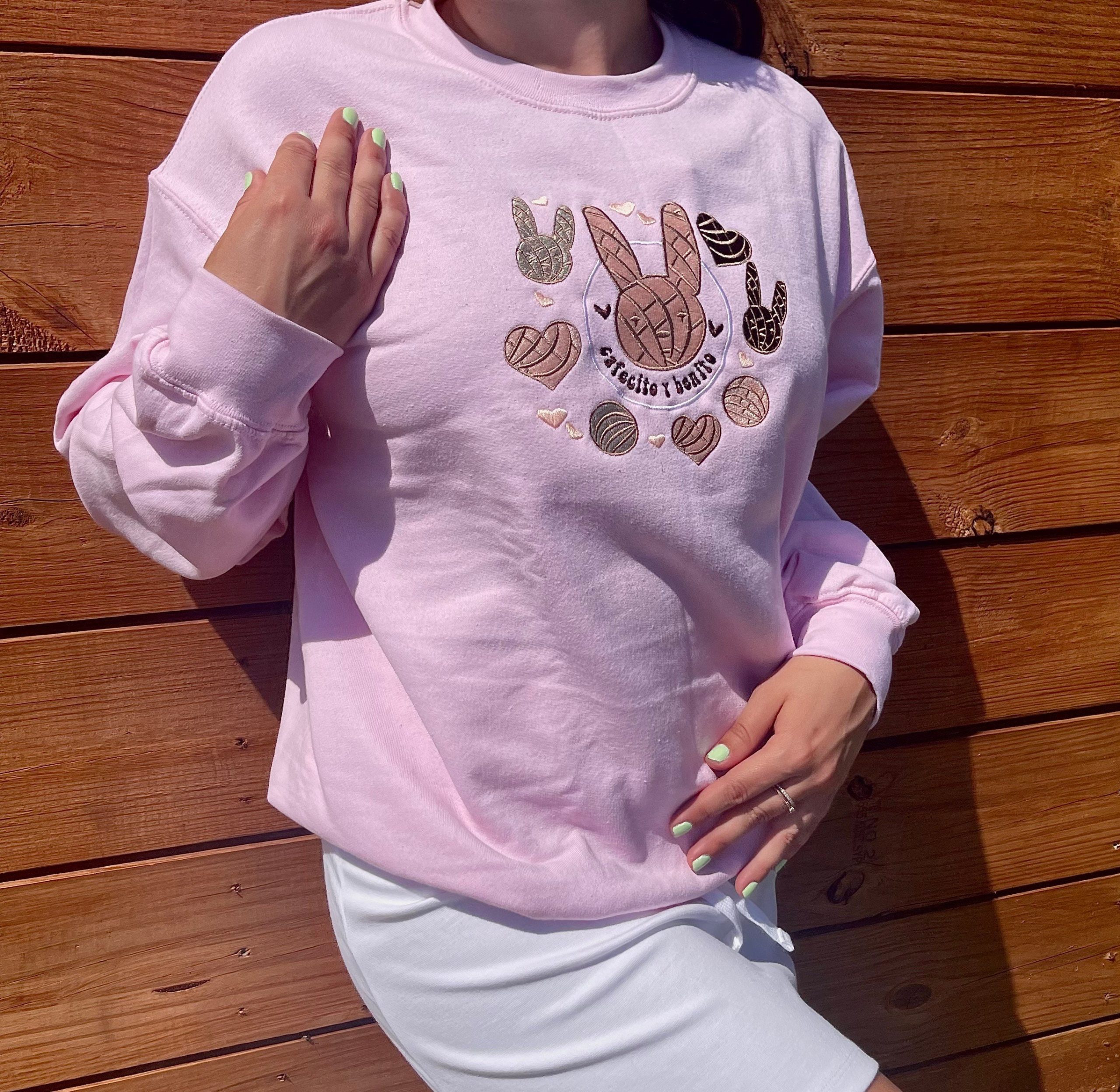 Bad Bunny Cafecito Y Benito Embroidered Crewneck Sweatshirt Bad Bunny Cafecito Y Benito Embroidered Crewneck Sweatshirt
