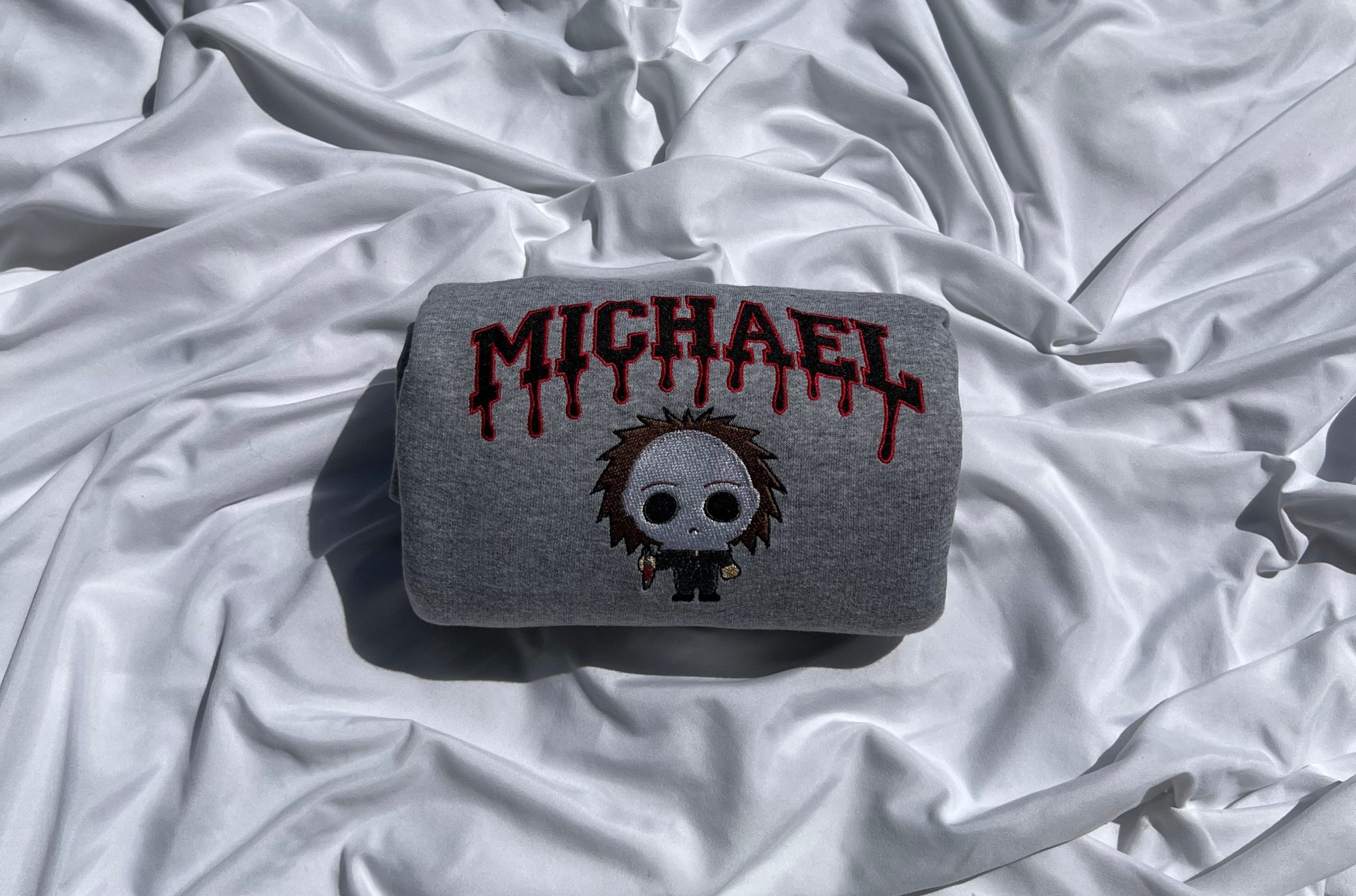 Michael Myers Halloween Drip Vintage Embroidered Crewneck Sweatshirt Michael Myers Halloween Drip Vintage Embroidered Crewneck Sweatshirt