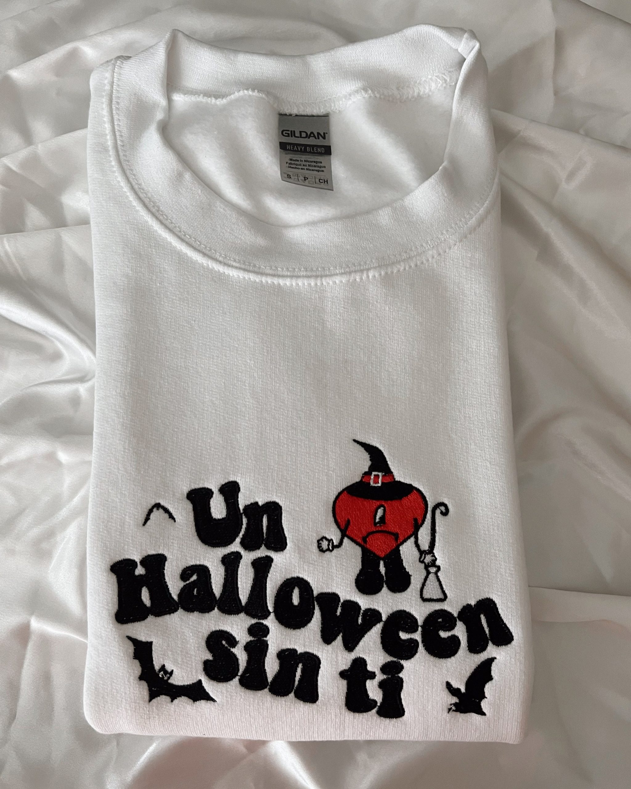 Un Halloween Sin Ti Bad Bunny Sweatshirt- Embroidery Crewneck Un Halloween Sin Ti Bad Bunny Sweatshirt- Embroidery Crewneck