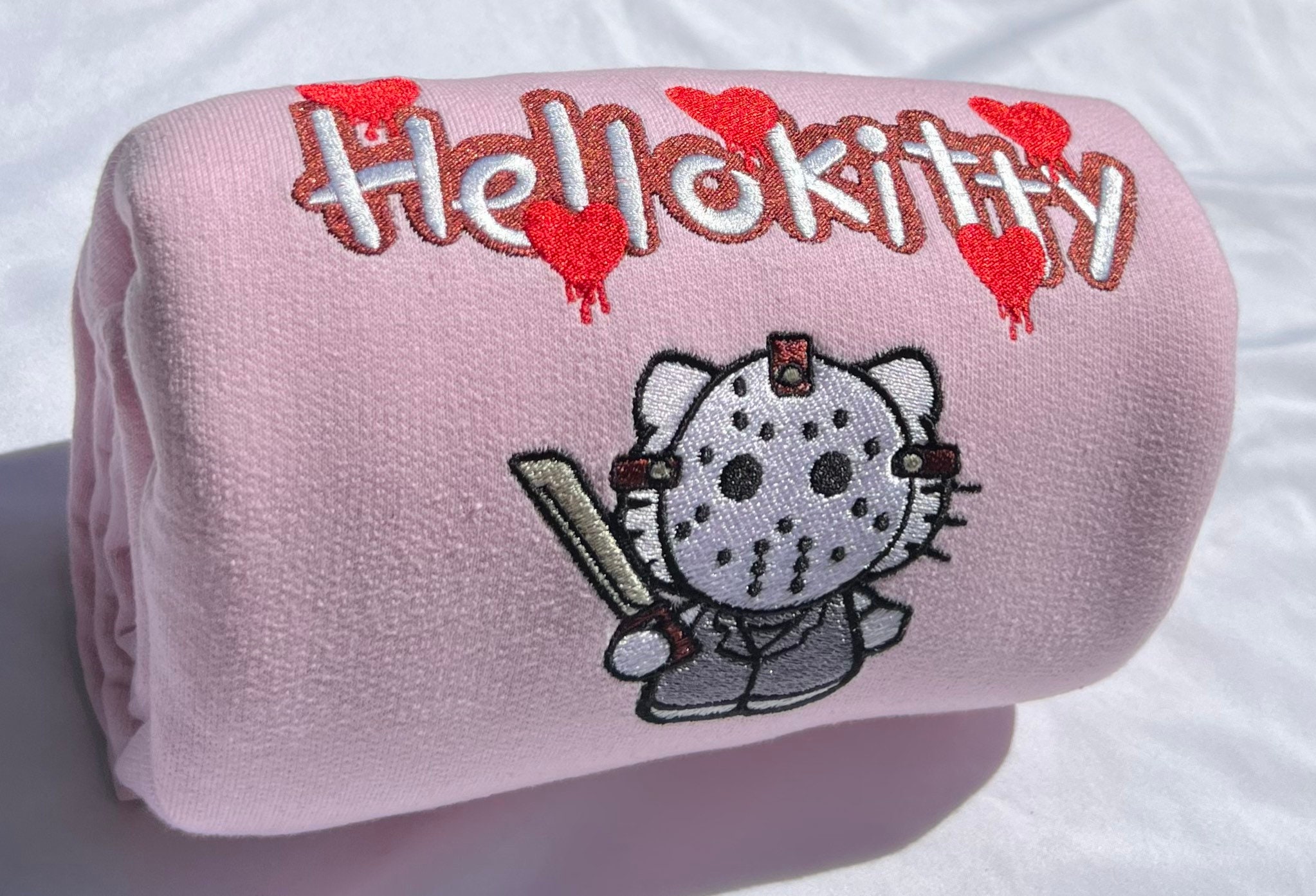 Jason Kitty Halloween Cute Y2k Vintage Embroidered Crewneck Sweatshirt Jason Kitty Halloween Cute Y2k Vintage Embroidered Crewneck Sweatshirt
