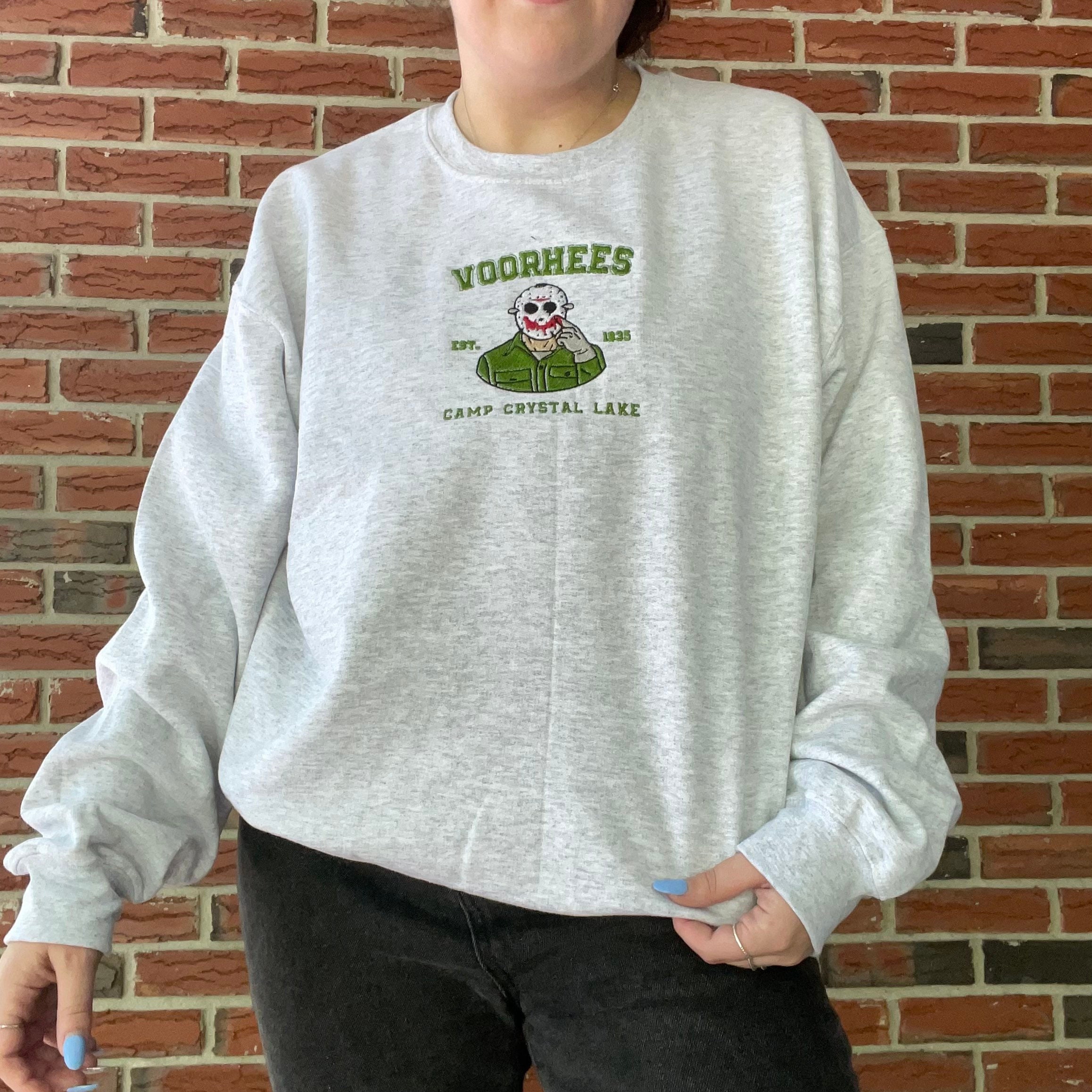 Jason Friday The 13th Embroidered Crewneck Sweatshirt Jason Friday The 13th Embroidered Crewneck Sweatshirt