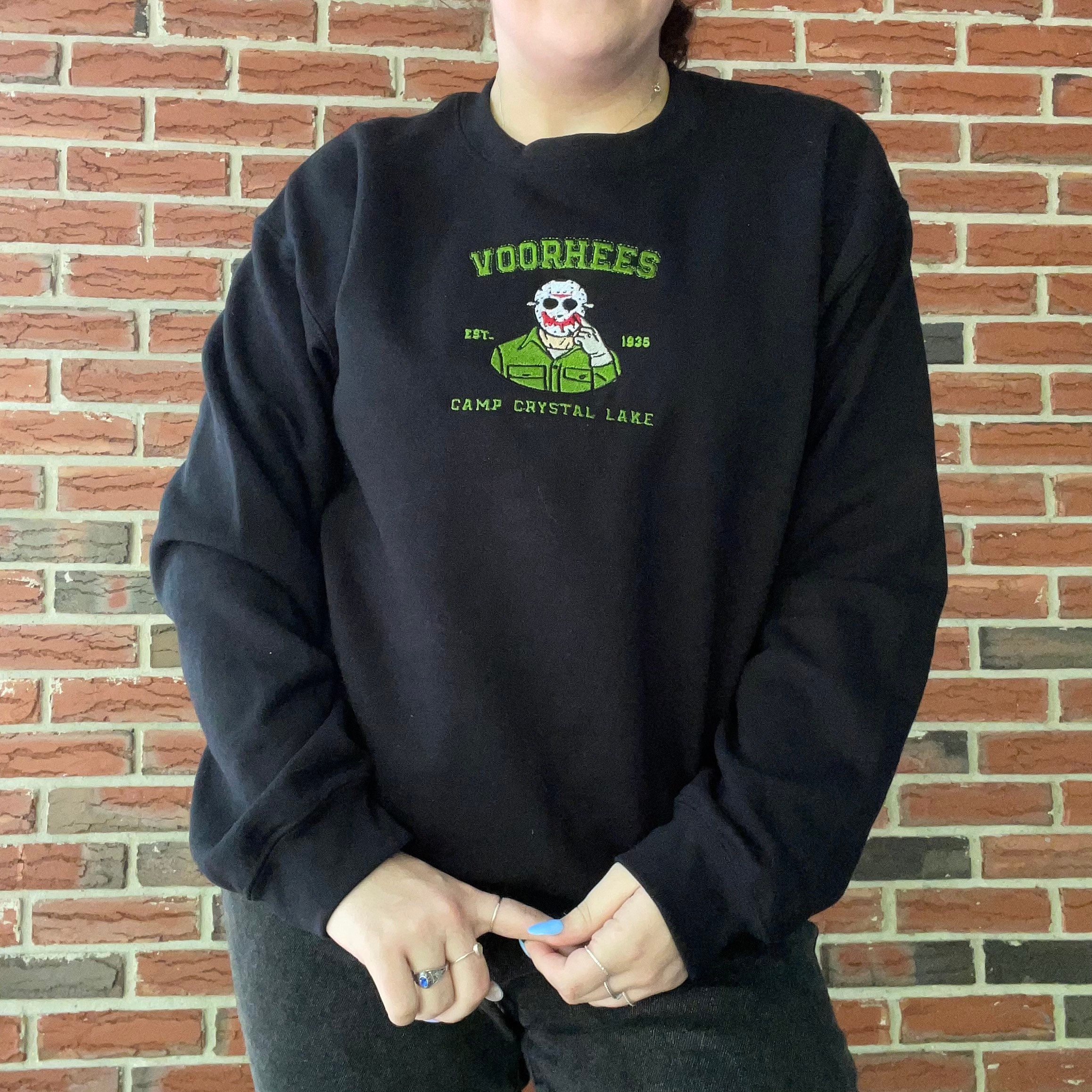 Jason Friday The 13th Embroidered Crewneck Sweatshirt Jason Friday The 13th Embroidered Crewneck Sweatshirt