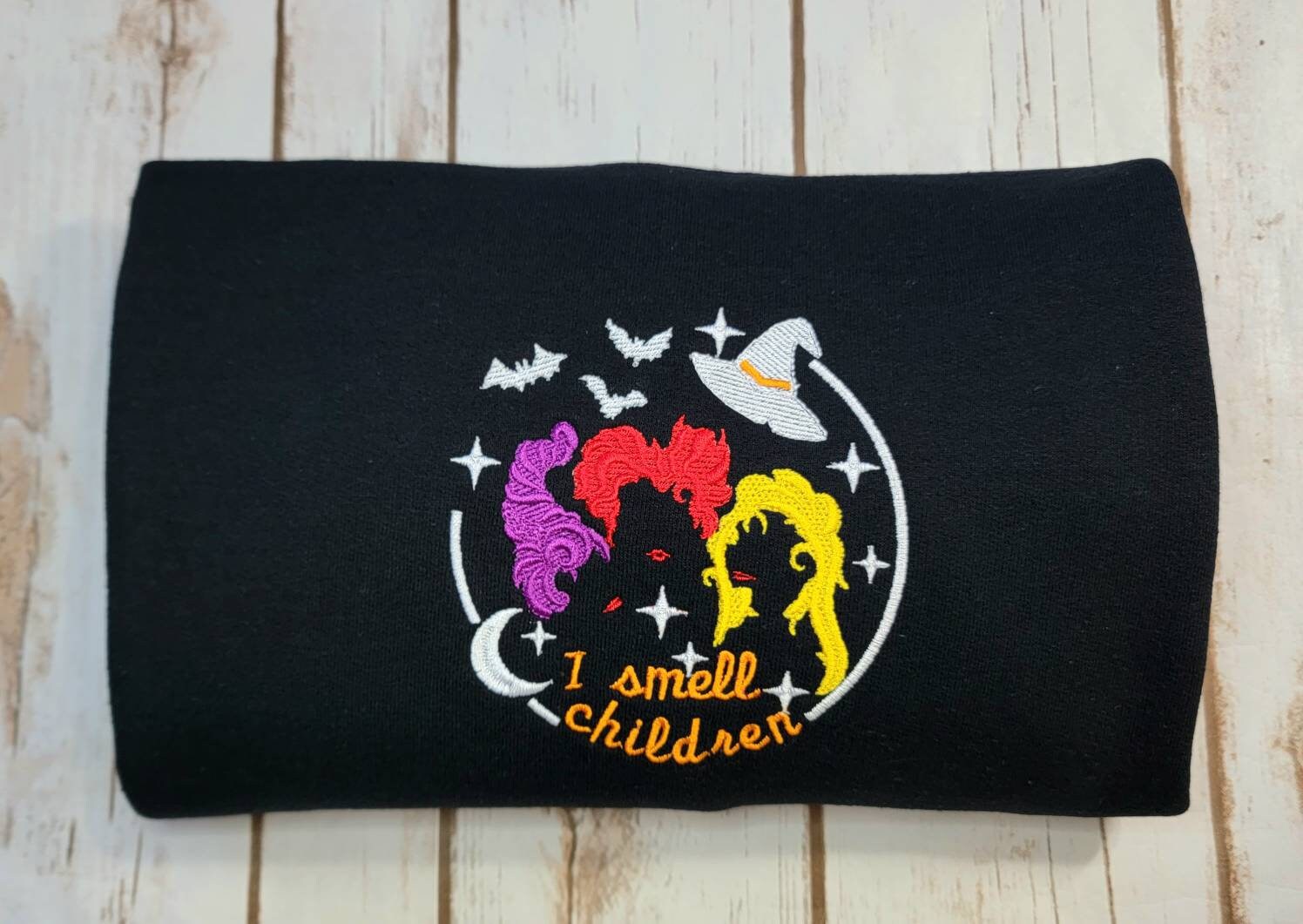 Hocus Pocus I Smell Children Embroidered Crewneck Sweatshirt Hocus Pocus I Smell Children Embroidered Crewneck Sweatshirt