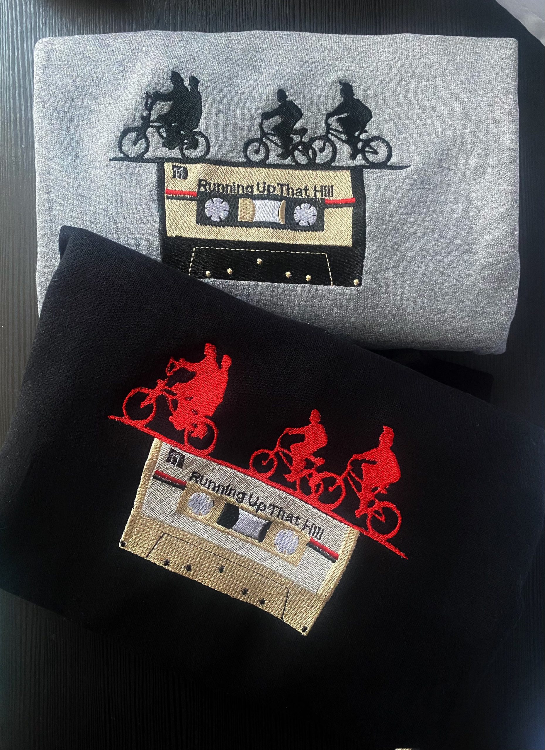 Stranger Things Running Up That Hill Embroidered Sweatshirt Crewneck Stranger Things Running Up That Hill Embroidered Sweatshirt Crewneck