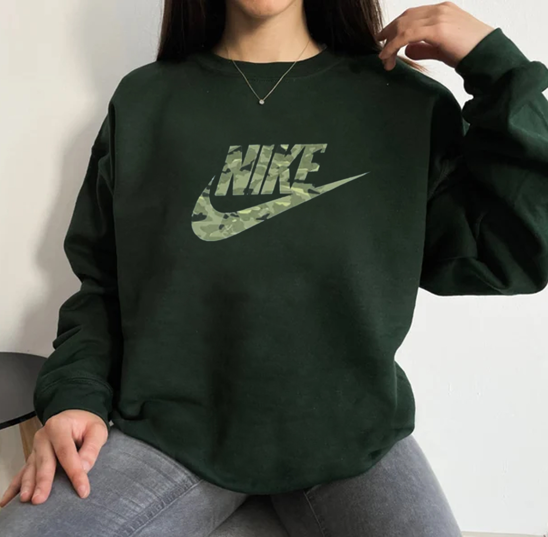 Vintage NIKE Camo Logo Graphic Sweatshirt Black Small Vintage NIKE Camo Logo Graphic Sweatshirt Black Small