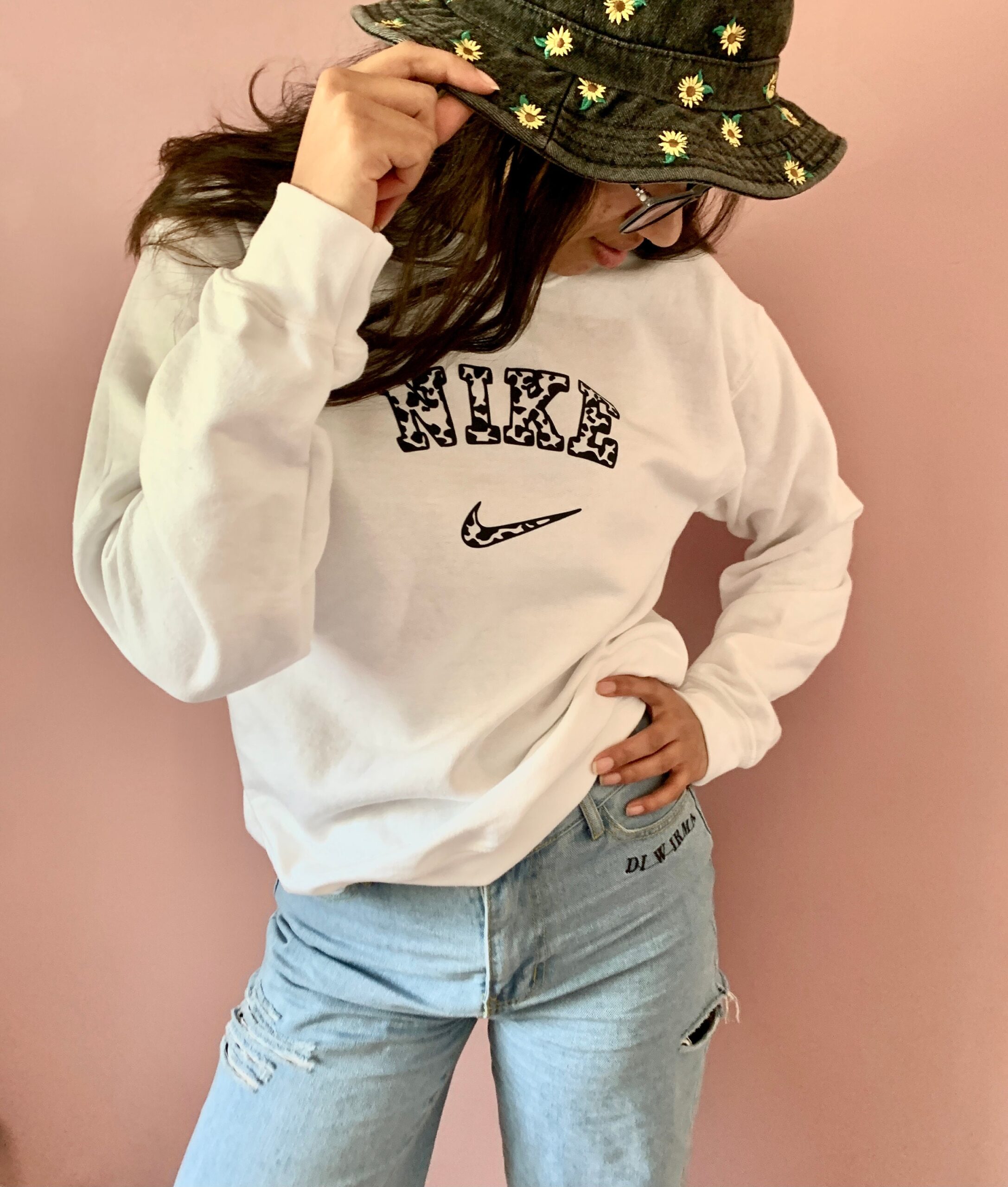 Vintage Nike Sweatshirt Inspired Cow Print Vintage Nike Sweatshirt Inspired Cow Print