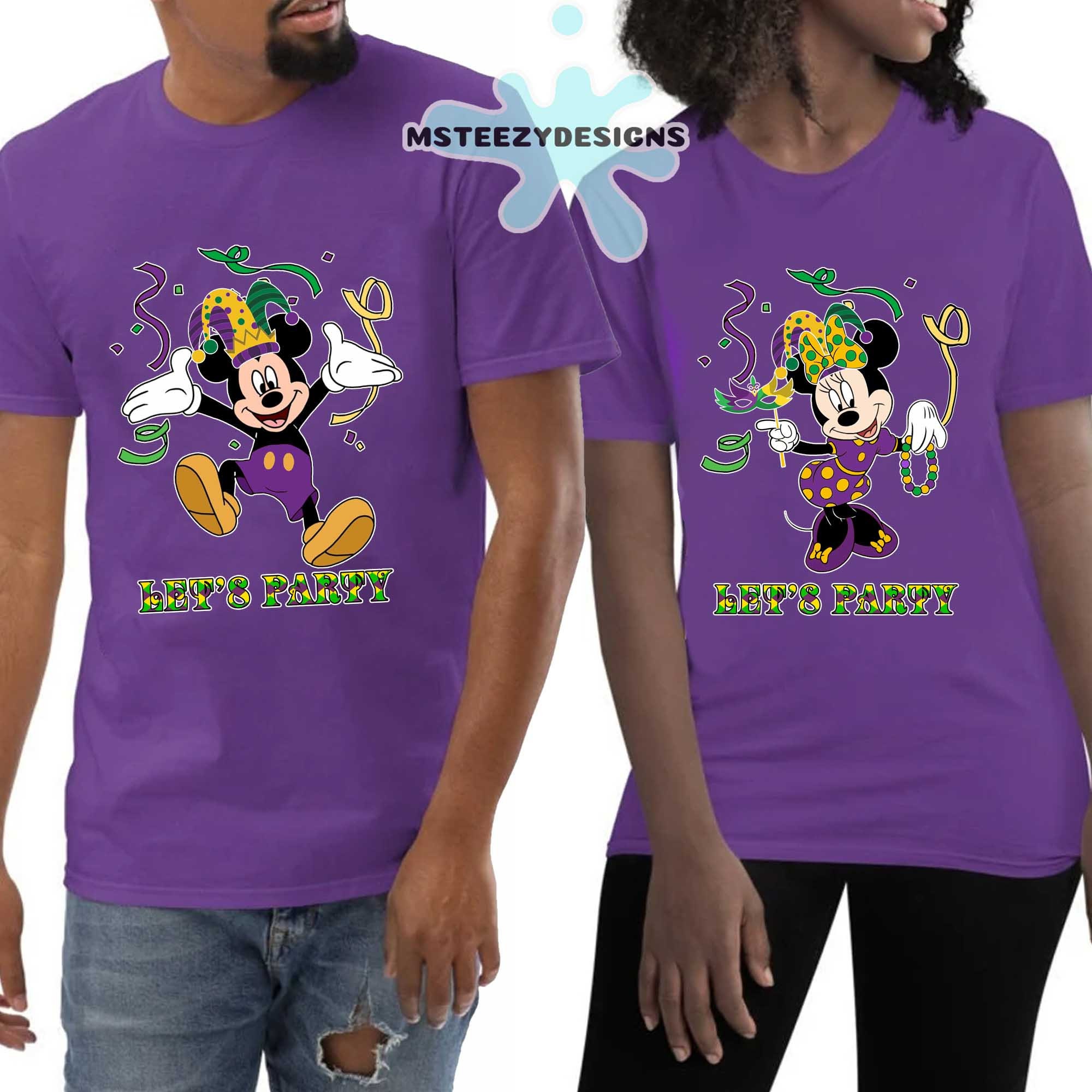 Let's Party Mickey Minnie Mouse Mardi Gras Shirts Let's Party Mickey Minnie Mouse Mardi Gras Shirts