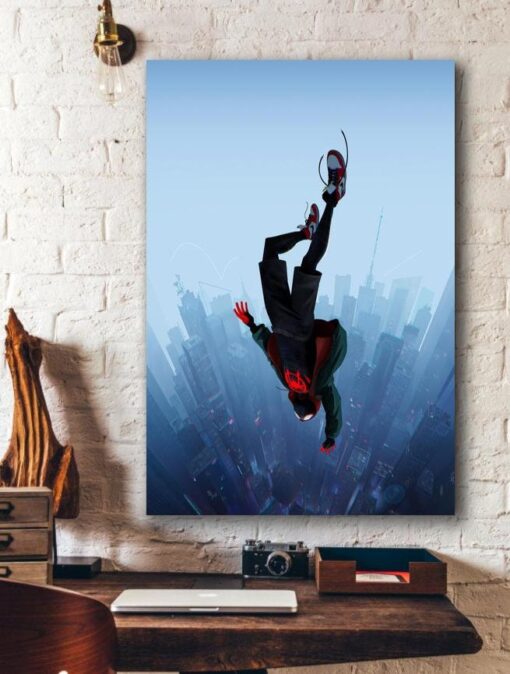 Miles Morales Spiderman Jump Canvas Poster