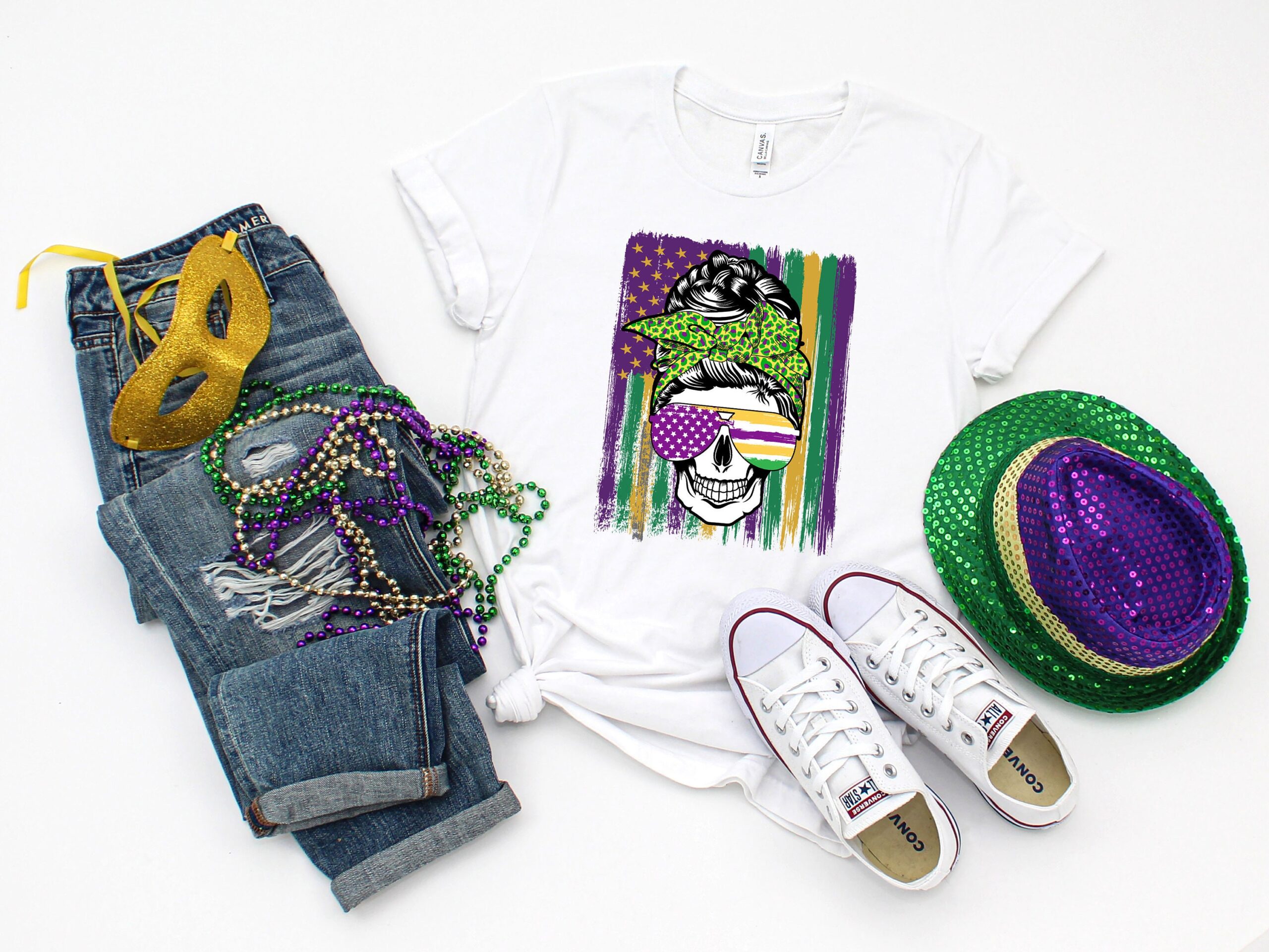 Funny Skulls Mardi Gras Carnival Girl Shirt Funny Skulls Mardi Gras Carnival Girl Shirt