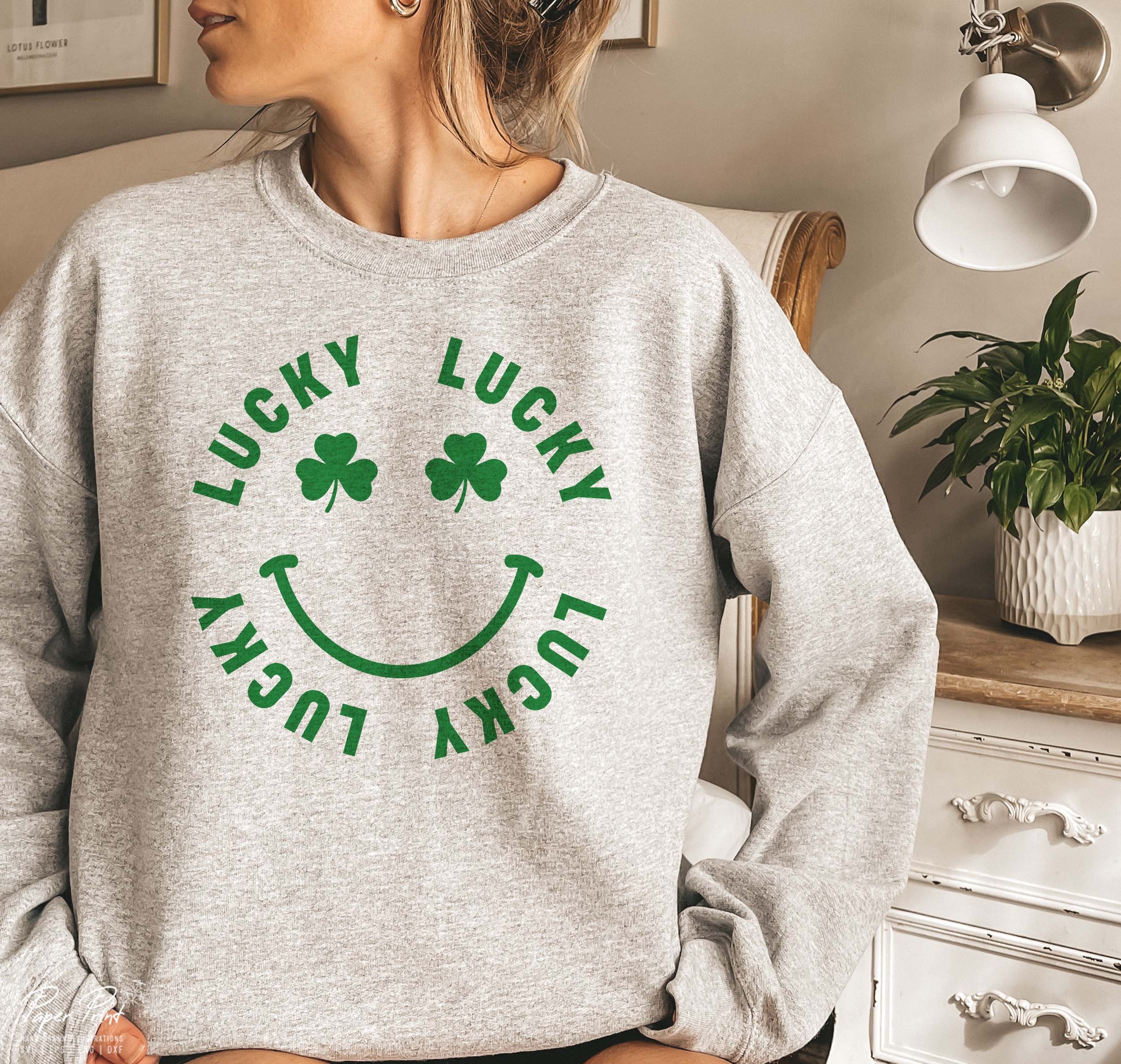St. Patrick's Day Lucky Smiley Face Sweatshirt St. Patrick's Day Lucky Smiley Face Sweatshirt
