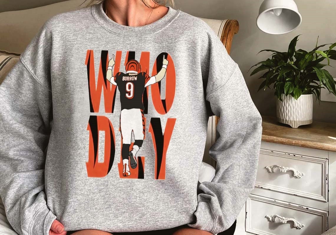 Burrow Who Dey Cincinnati Sweatshirt Burrow Who Dey Cincinnati Sweatshirt