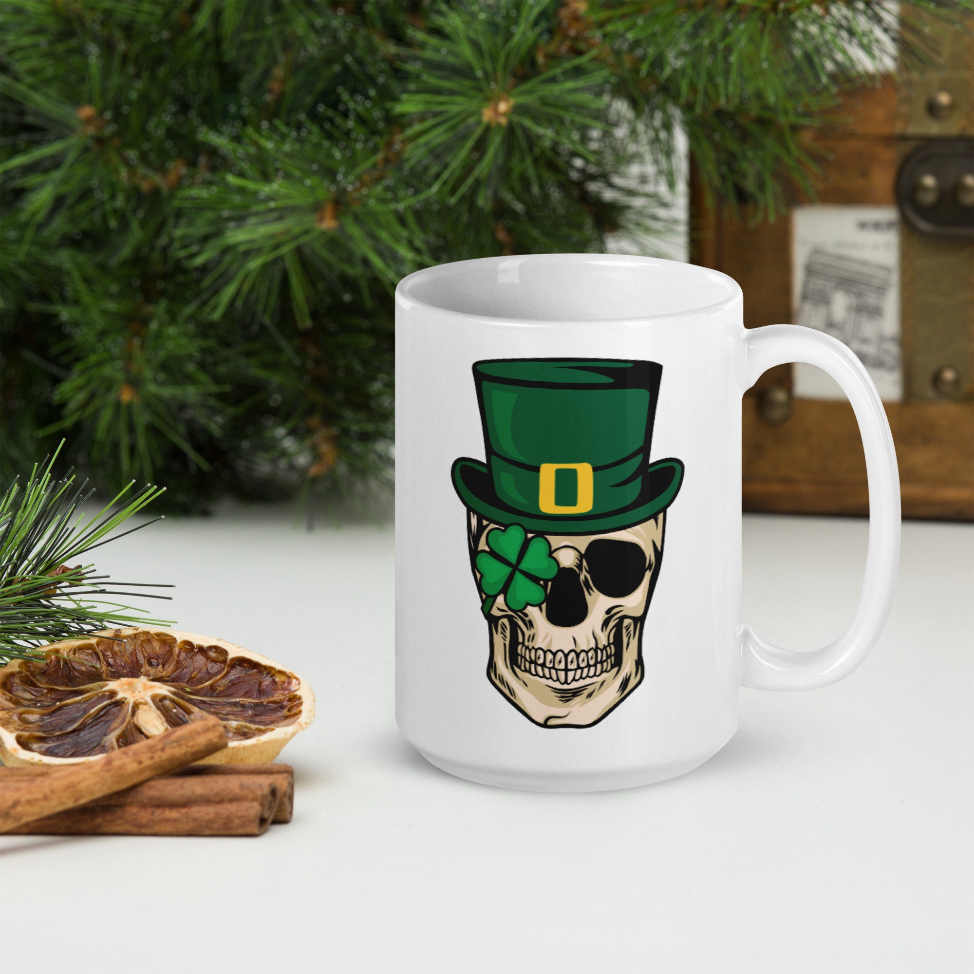 Happy St Patricks Day Skull Head Irish Shamrock Mug Happy St Patricks Day Skull Head Irish Shamrock Mug