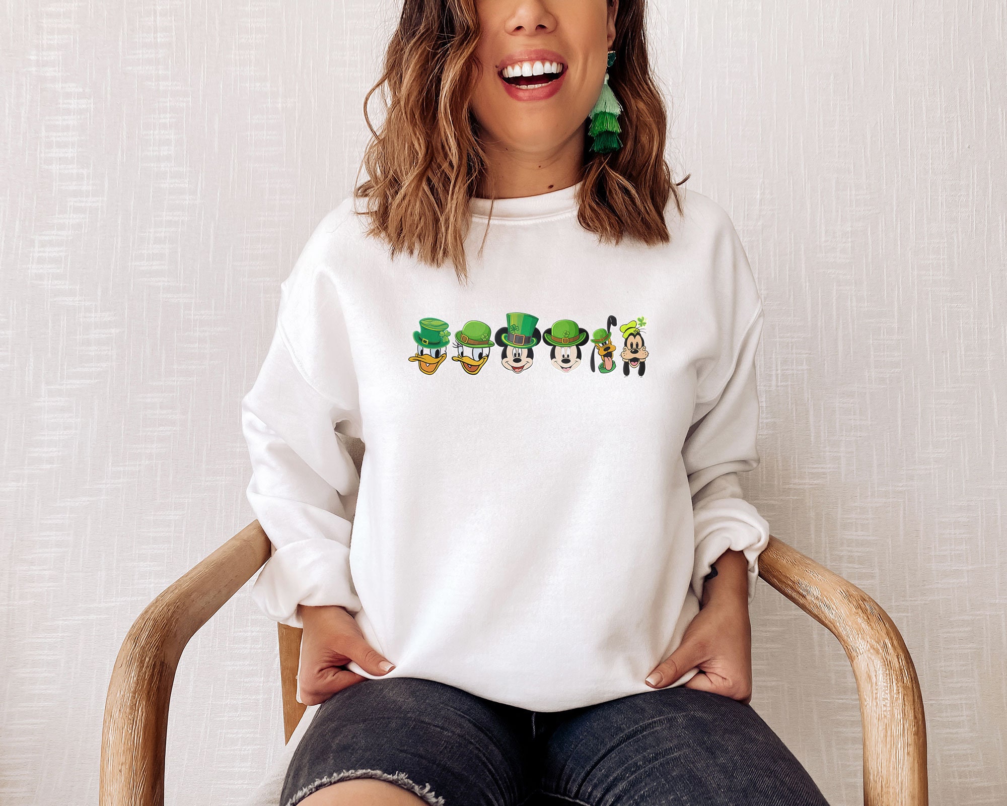 Mickey Mouse Characters Heads Irish Sweatshirt Mickey Mouse Characters Heads Irish Sweatshirt