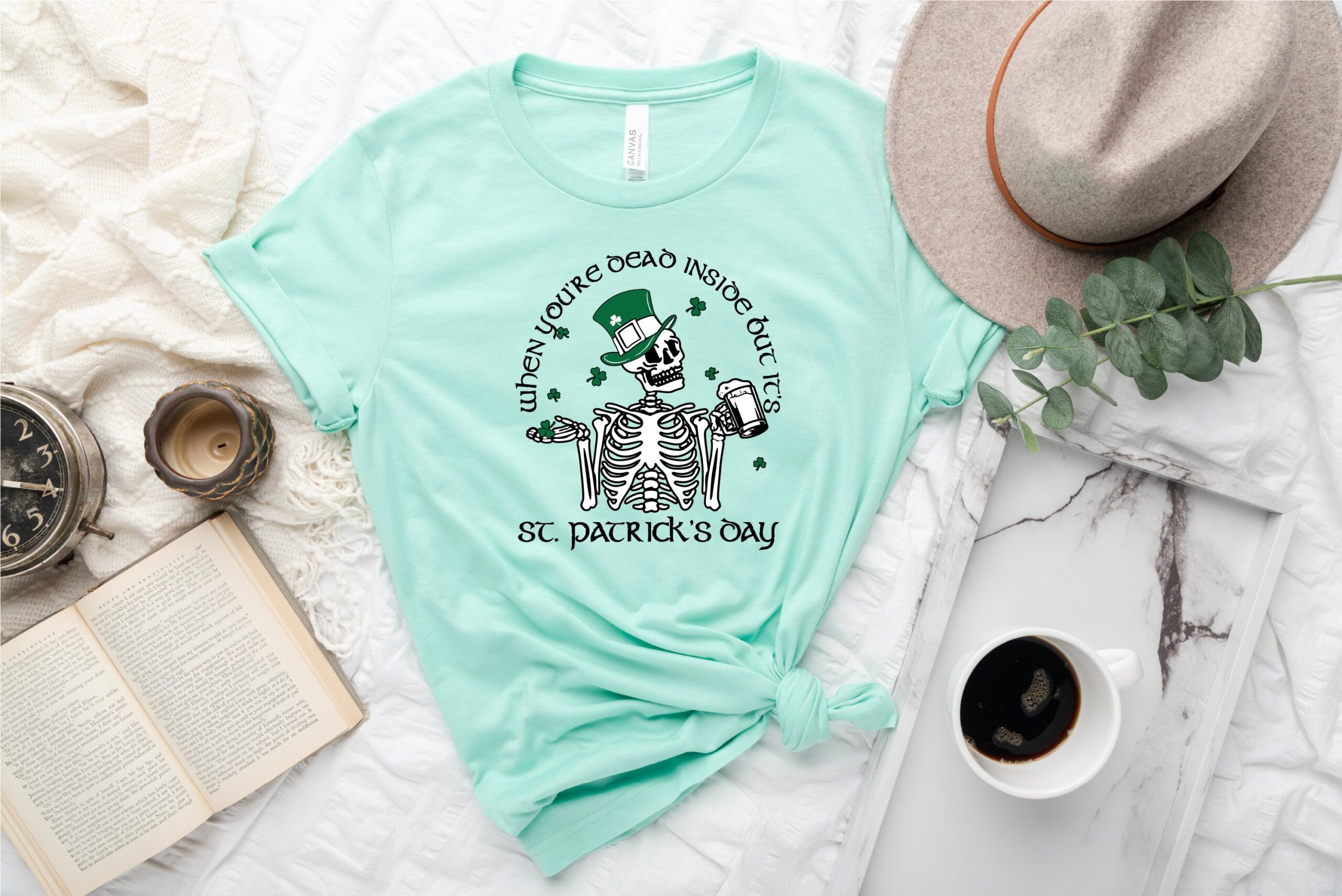 Skeleton Shamrock Drinking Sweatshirt Skeleton Shamrock Drinking Sweatshirt