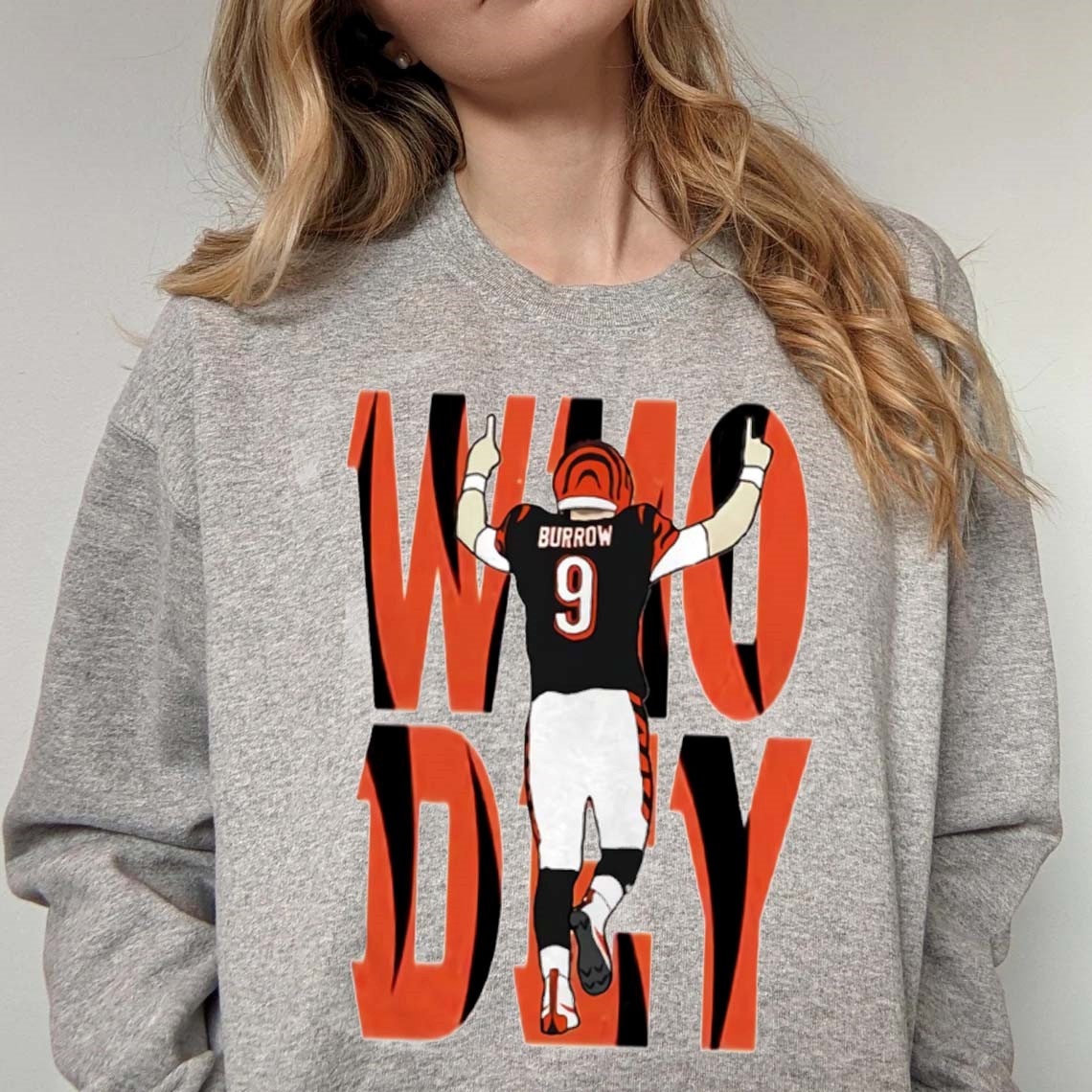 Burrow Who Dey Cincinnati Sweatshirt Burrow Who Dey Cincinnati Sweatshirt