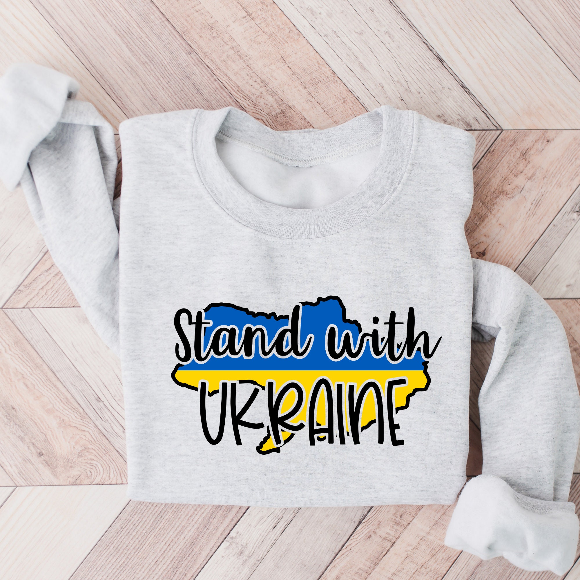 Stand With Ukraine Support Crew Neck Sweatshirt Stand With Ukraine Support Crew Neck Sweatshirt