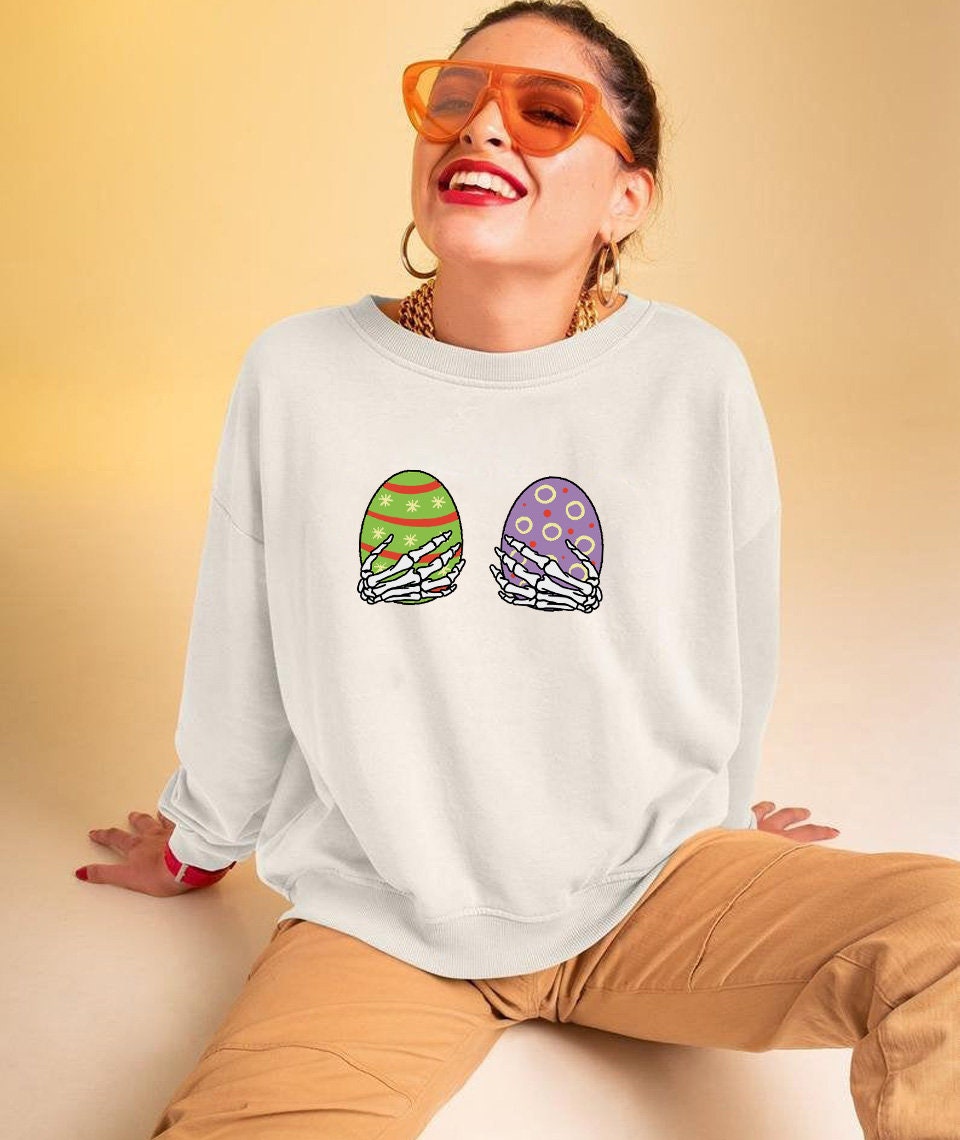 Easter Eggs Skeleton Hand Boobs Sweatshirt Easter Eggs Skeleton Hand Boobs Sweatshirt