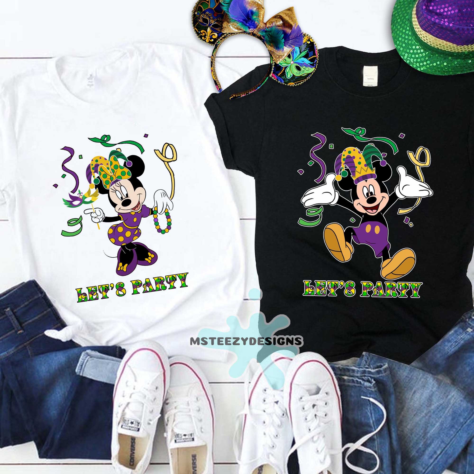 Let's Party Mickey Minnie Mouse Mardi Gras Shirts Let's Party Mickey Minnie Mouse Mardi Gras Shirts
