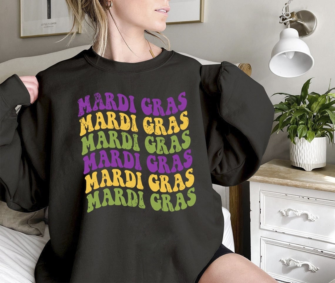 Retro Vintage Mardi Gras Sweatshirt For Women Retro Vintage Mardi Gras Sweatshirt For Women