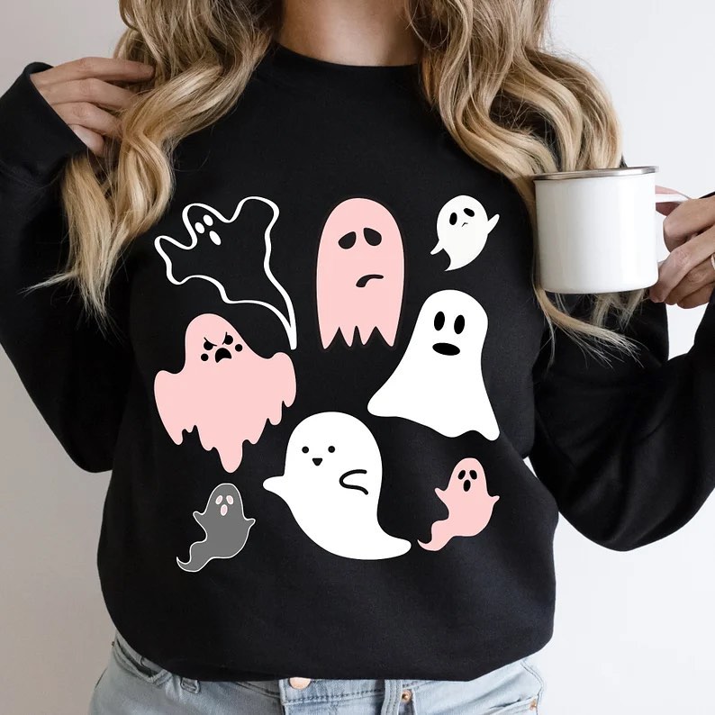 Ghost Sweatshirt Fall Shirts Shirt Cute Graphic Tees Autumn Pumpkin Ghost Sweatshirt Fall Shirts Shirt Cute Graphic Tees Autumn Pumpkin