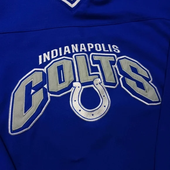 Indianapolis Colts Vintage 90s NFL Embroidered V-neck Sweatshirt Indianapolis Colts Vintage 90s NFL Embroidered V-neck Sweatshirt