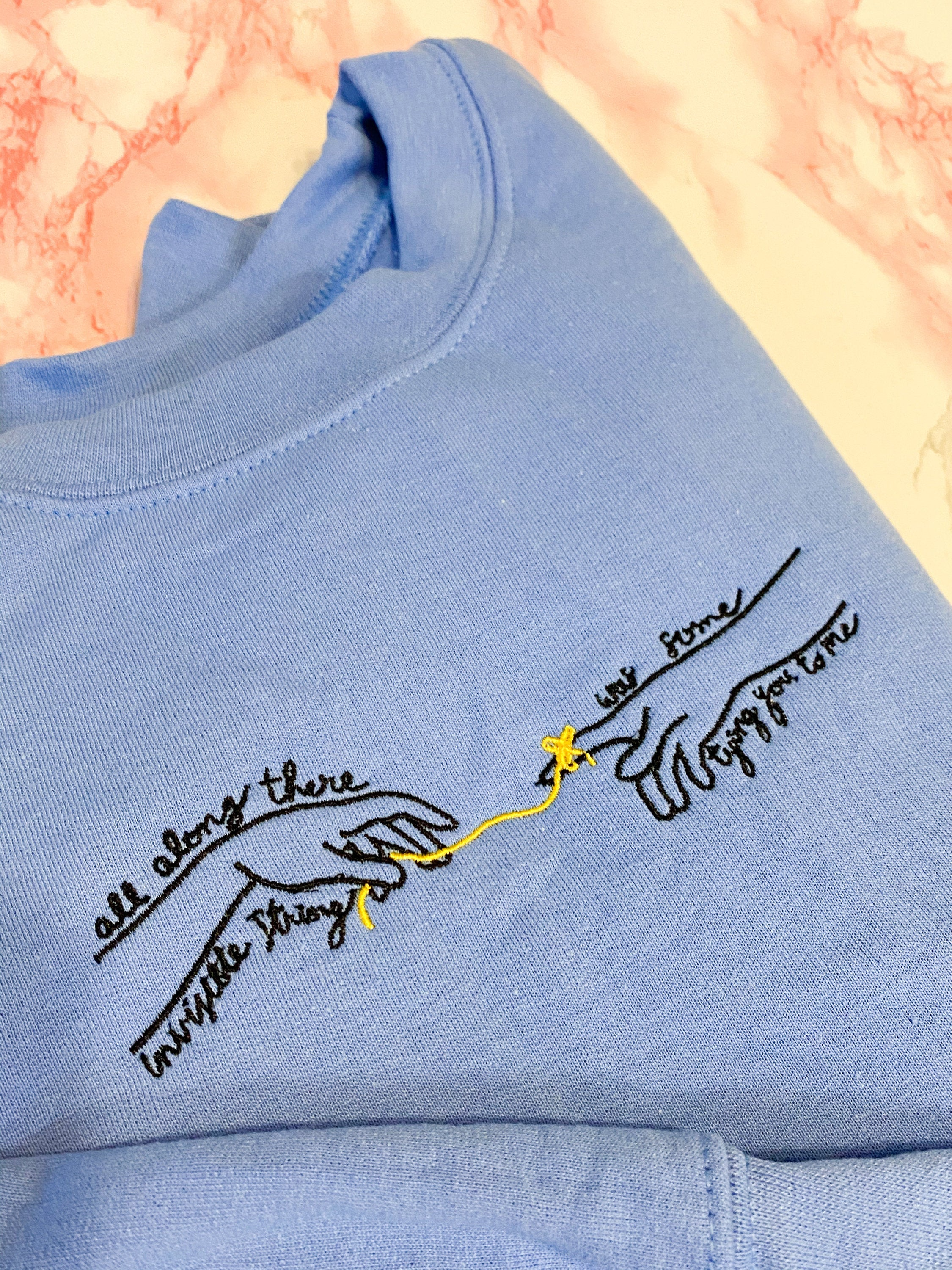 Taylor Swift Invisible String Embroidered Crewneck Sweatshirt Y2K Style Taylor Swift Invisible String Embroidered Crewneck Sweatshirt Y2K Style