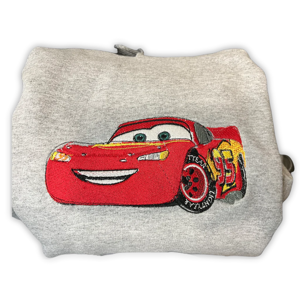 Car Lightening McQueen Disney Embroidered Crewneck Sweatshirt Car Lightening McQueen Disney Embroidered Crewneck Sweatshirt
