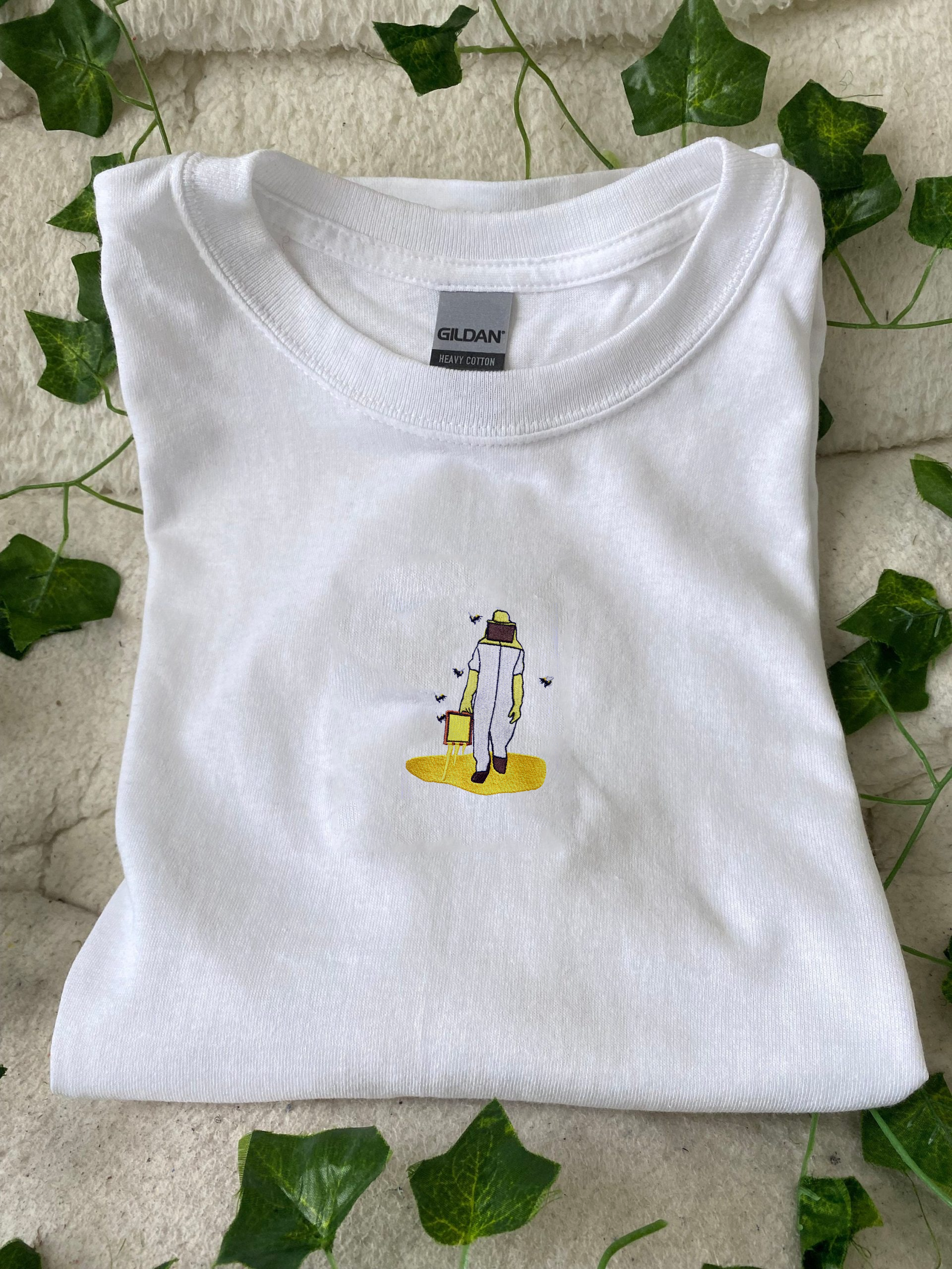 Bee Hive Embroidered T-shirt Made In USA Bee Hive Embroidered T-shirt Made In USA