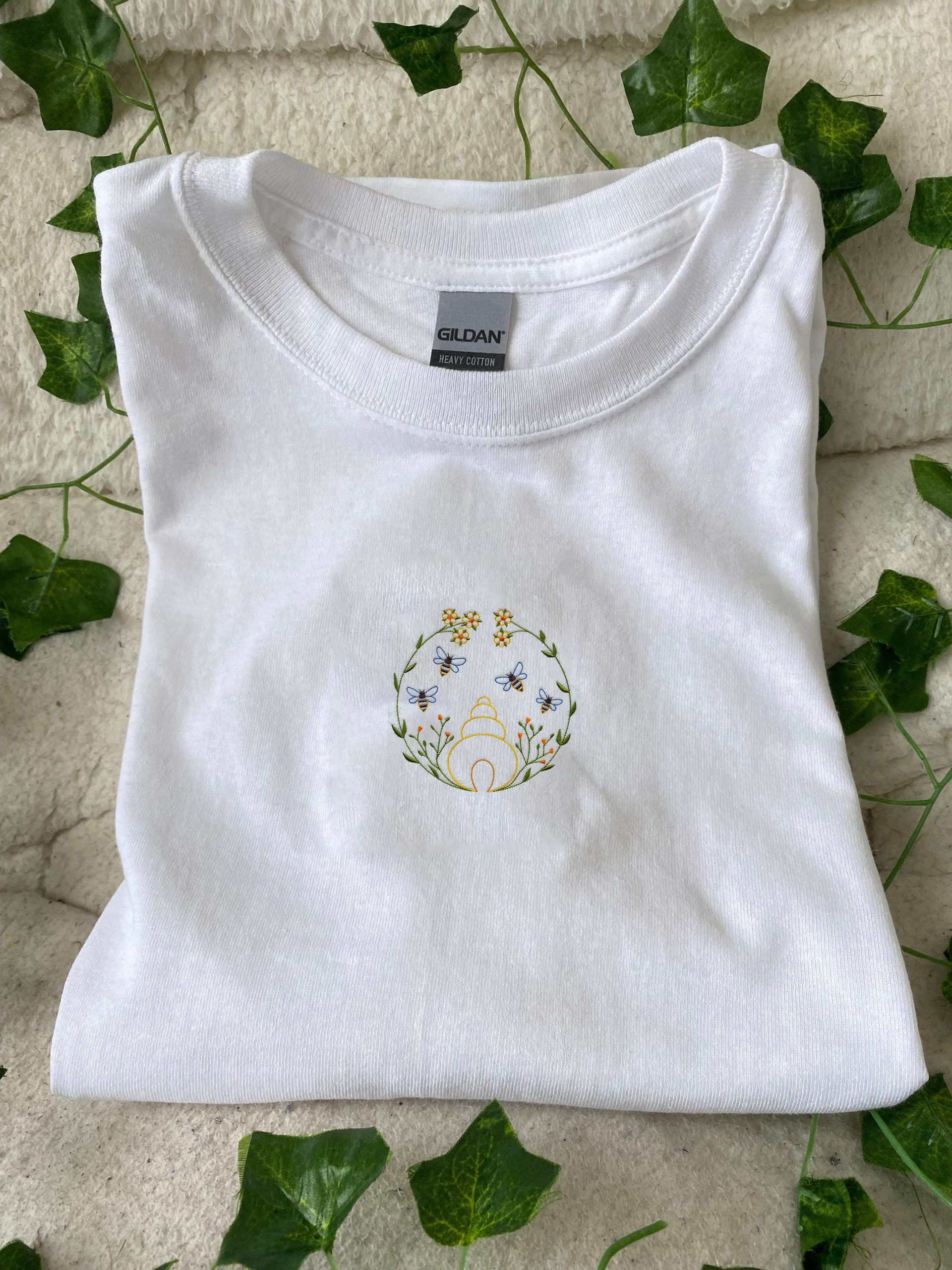 Beehive Blossoms Vintage Unisex Embroidered Shirt Beehive Blossoms Vintage Unisex Embroidered Shirt