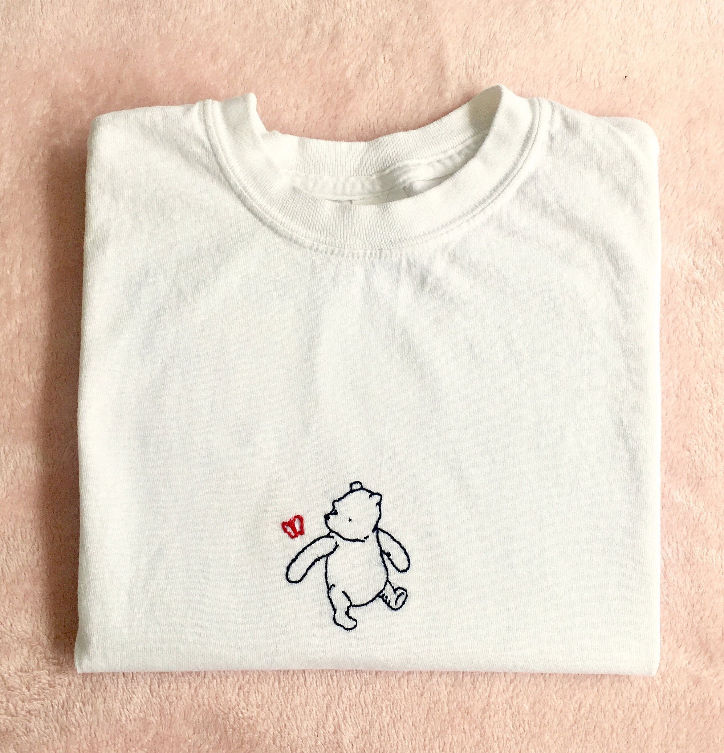 Christmas Classic Pooh Embroidered Crewneck T-shirt Christmas Classic Pooh Embroidered Crewneck T-shirt