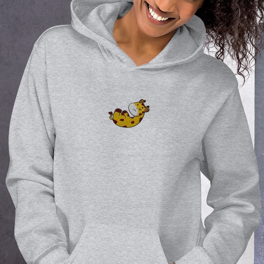 Giraffe Embroidered Cute Vintage Trendy Unisex Hoodie Giraffe Embroidered Cute Vintage Trendy Unisex Hoodie