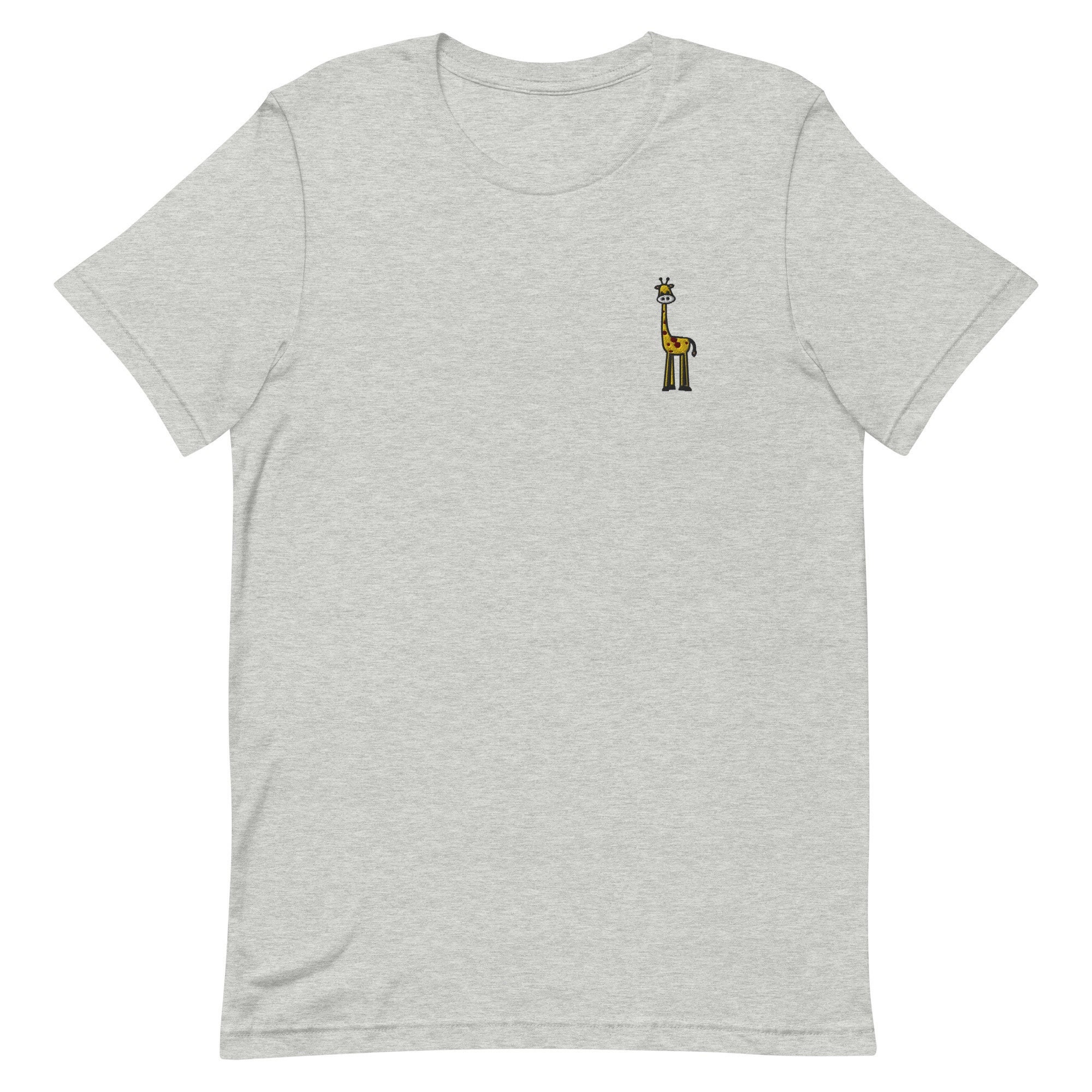 Giraffe Embroidered Premium Men's Crewneck Cute Vintage Trendy T-Shirt Giraffe Embroidered Premium Men's Crewneck Cute Vintage Trendy T-Shirt