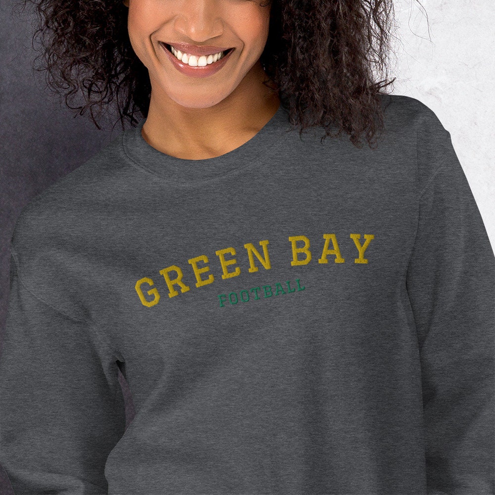 Cute Green Bay Sweatshirt - Embroidered Football Crewneck Retro Vintage Cozy College University Sweater Gift Cute Green Bay Sweatshirt - Embroidered Football Crewneck Retro Vintage Cozy College University Sweater Gift