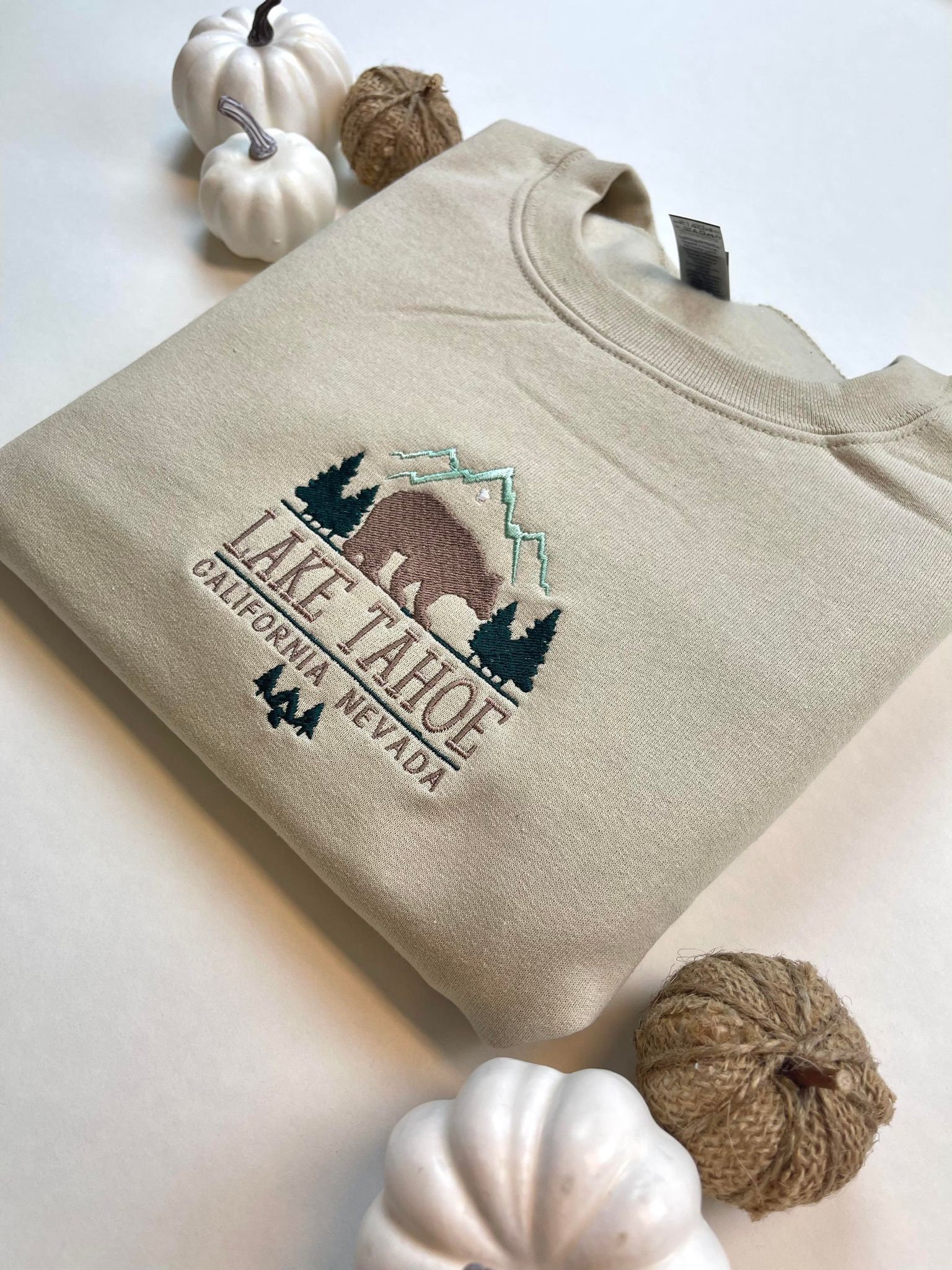 Lake Tahoe Embroidered Sweatshirt Crewneck Lake Tahoe Embroidered Sweatshirt Crewneck