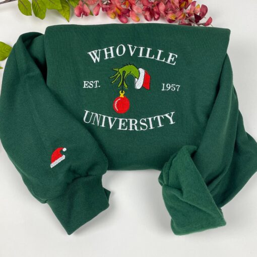 Whoville University Embroidered Sweatshirt – Christmas Crewneck