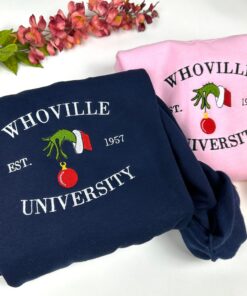 Whoville University Embroidered Sweatshirt - Christmas Crewneck Sweatshirt