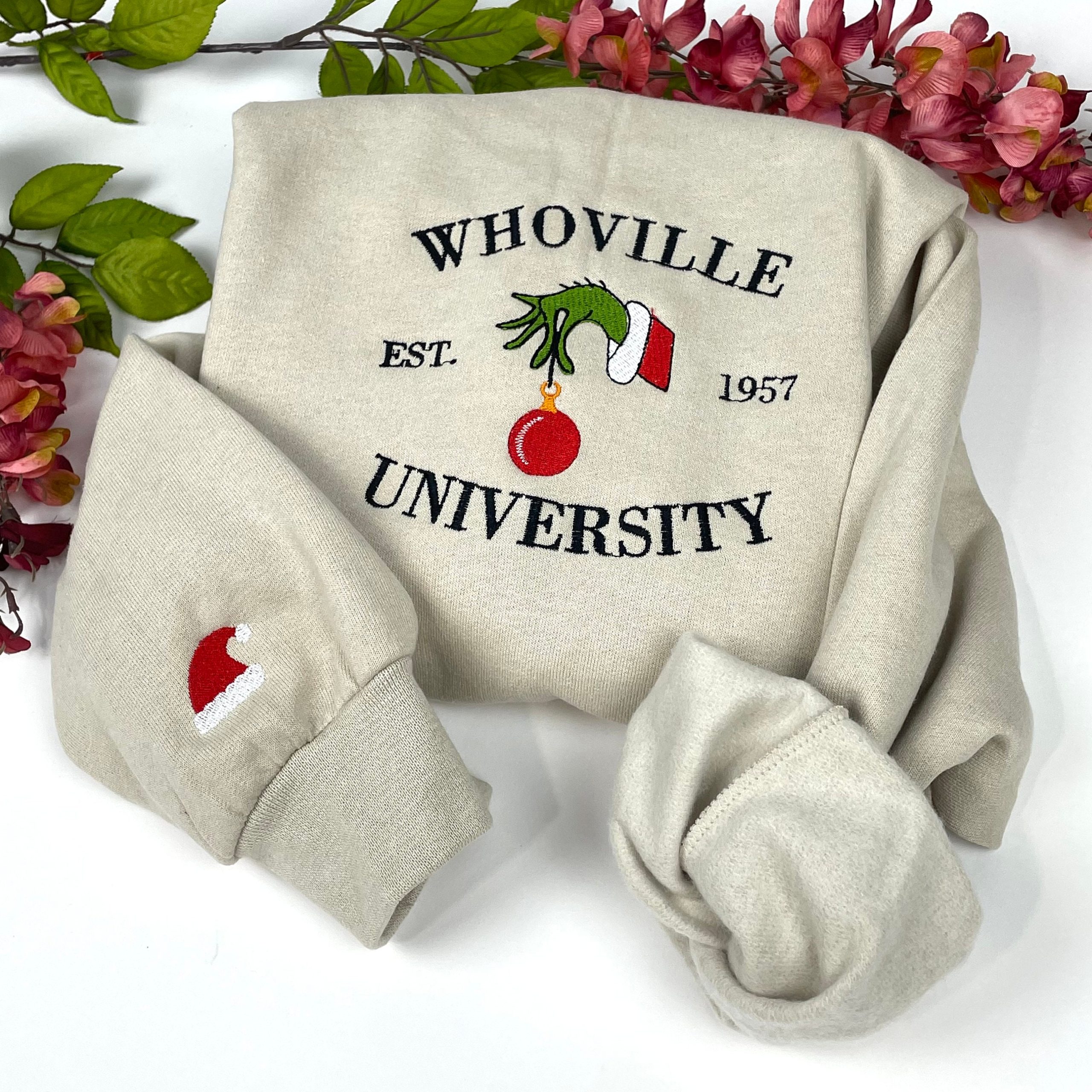 Whoville University Embroidered Christmas Crewneck Sweatshirt Whoville University Embroidered Christmas Crewneck Sweatshirt