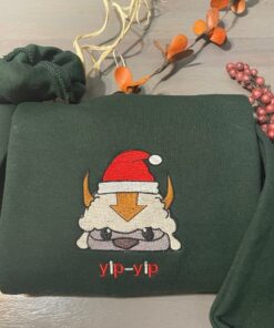 Appa Avatar In A Christmas Hat Embroidered Sweatshirt Shirt