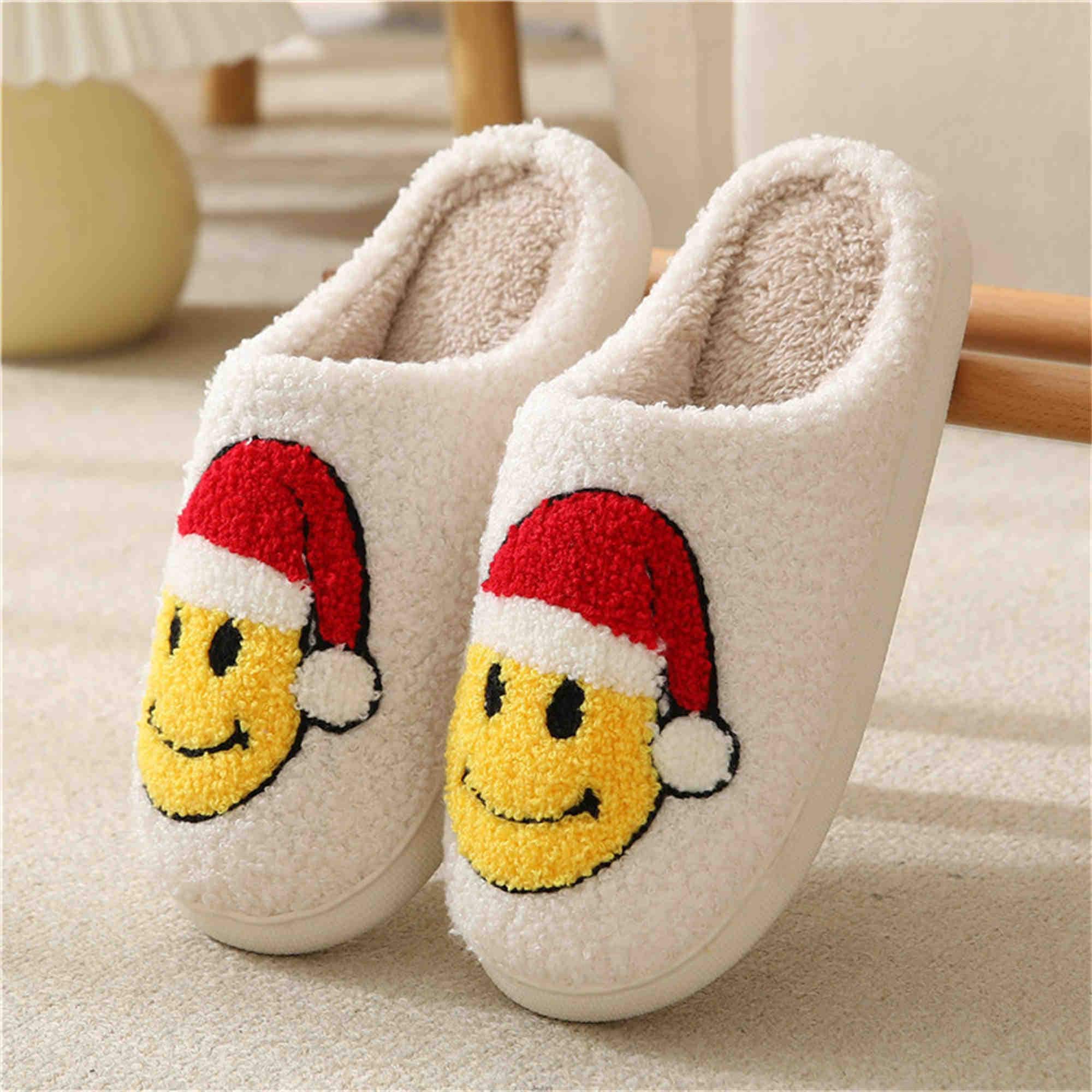 Christmas Smiley Face Slippers Christmas Smiley Face Slippers
