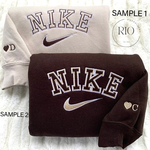 Custom Nke Matching Couple Embroidered Sweatshirt