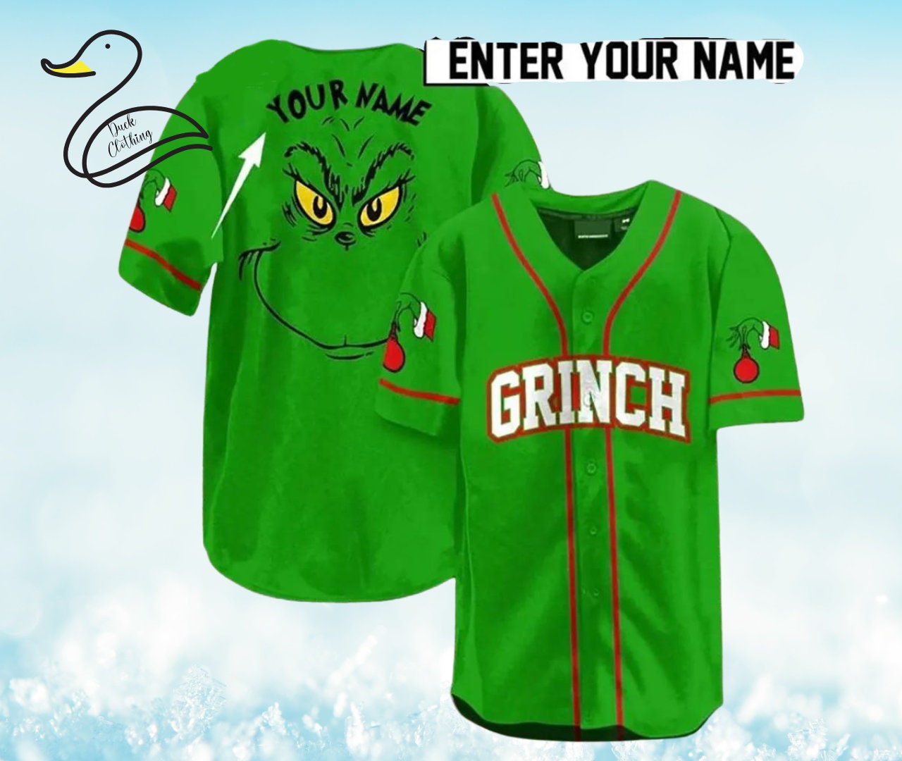 Custom The Grinch Face Merry Grinchmas Baseball Jersey Custom The Grinch Face Merry Grinchmas Baseball Jersey