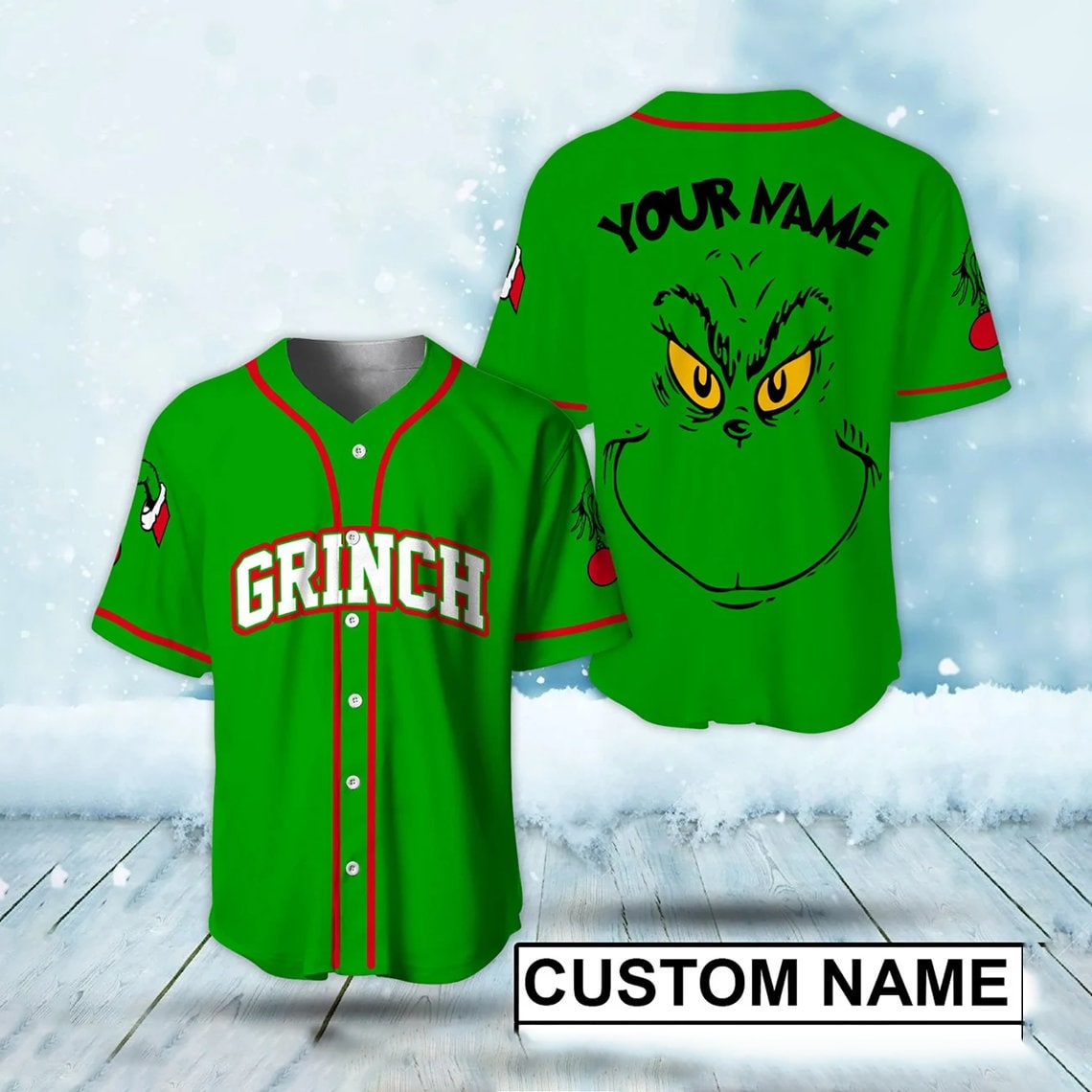 Custom The Grinch Hohoho Christmas Funny Baseball Jersey Custom The Grinch Hohoho Christmas Funny Baseball Jersey