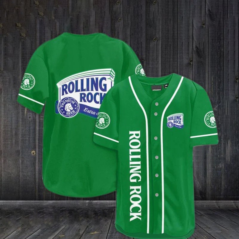 Green Rolling Rock Beer Christmas Gift Baseball Jersey Green Rolling Rock Beer Christmas Gift Baseball Jersey