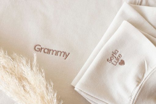 Custom Mom Grandmother With Kids Names Embroidered Sweatshirt
